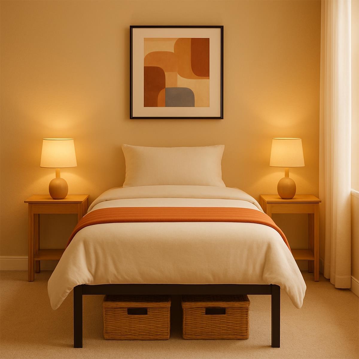 Black - House of Home - Platform Bed Frame Durable Black Metal - 2