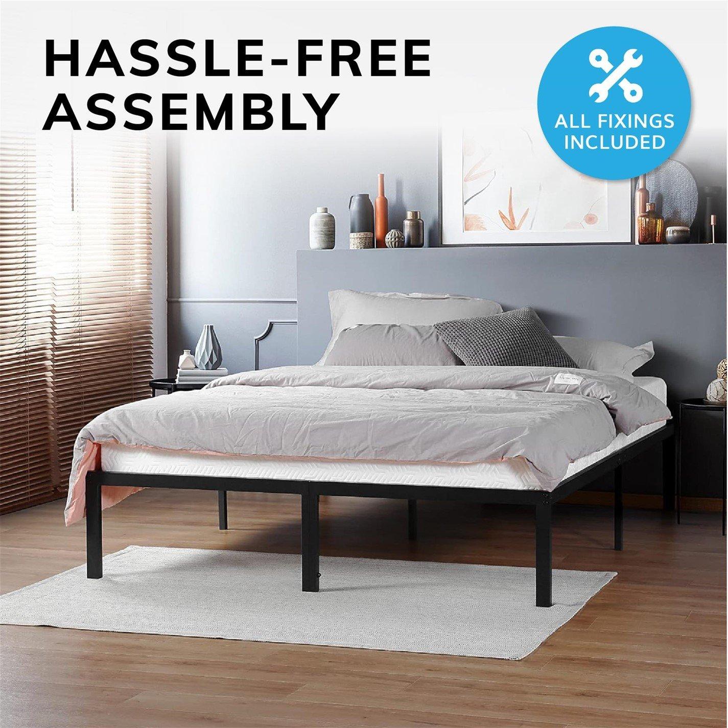 Black - House of Home - Platform Bed Frame Durable Black Metal - 11