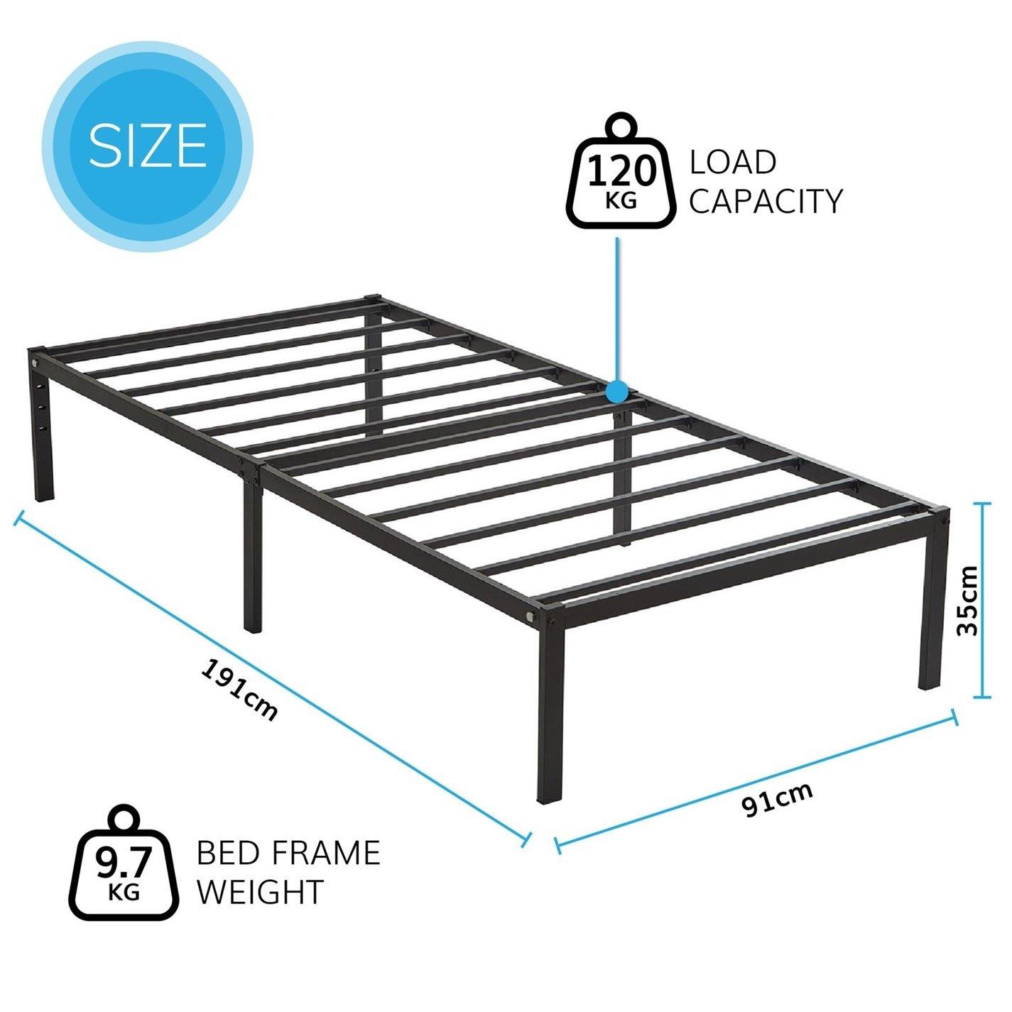 Black - House of Home - Platform Bed Frame Durable Black Metal - 3