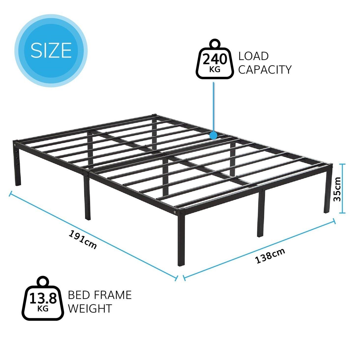 Black - House of Home - Platform Bed Frame Durable Black Metal - 4