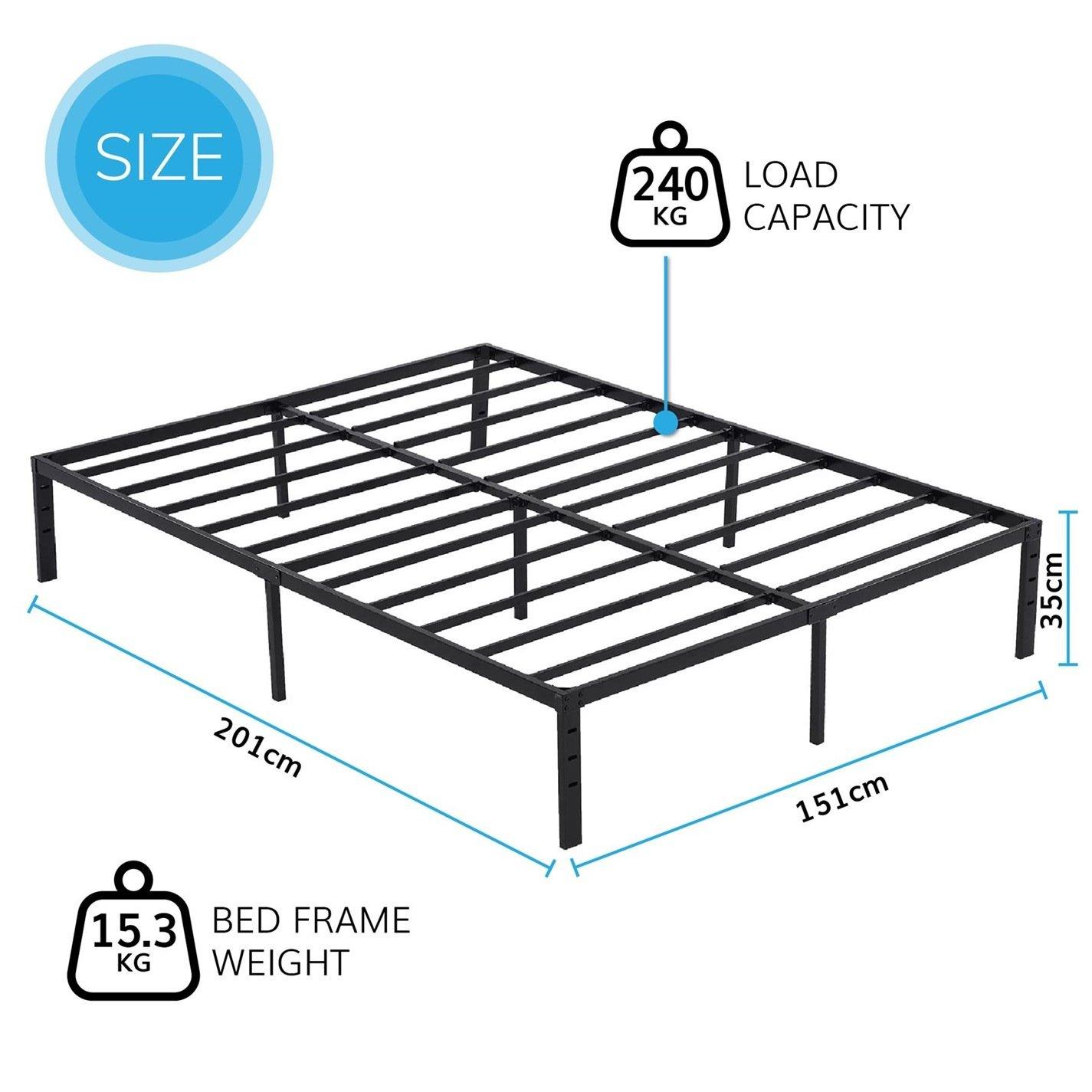 Black - House of Home - Platform Bed Frame Durable Black Metal - 5