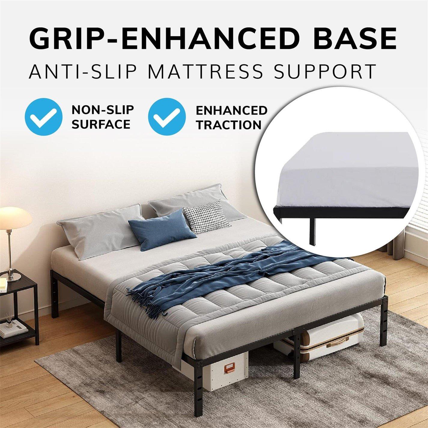 Black - House of Home - Platform Bed Frame Durable Black Metal - 7