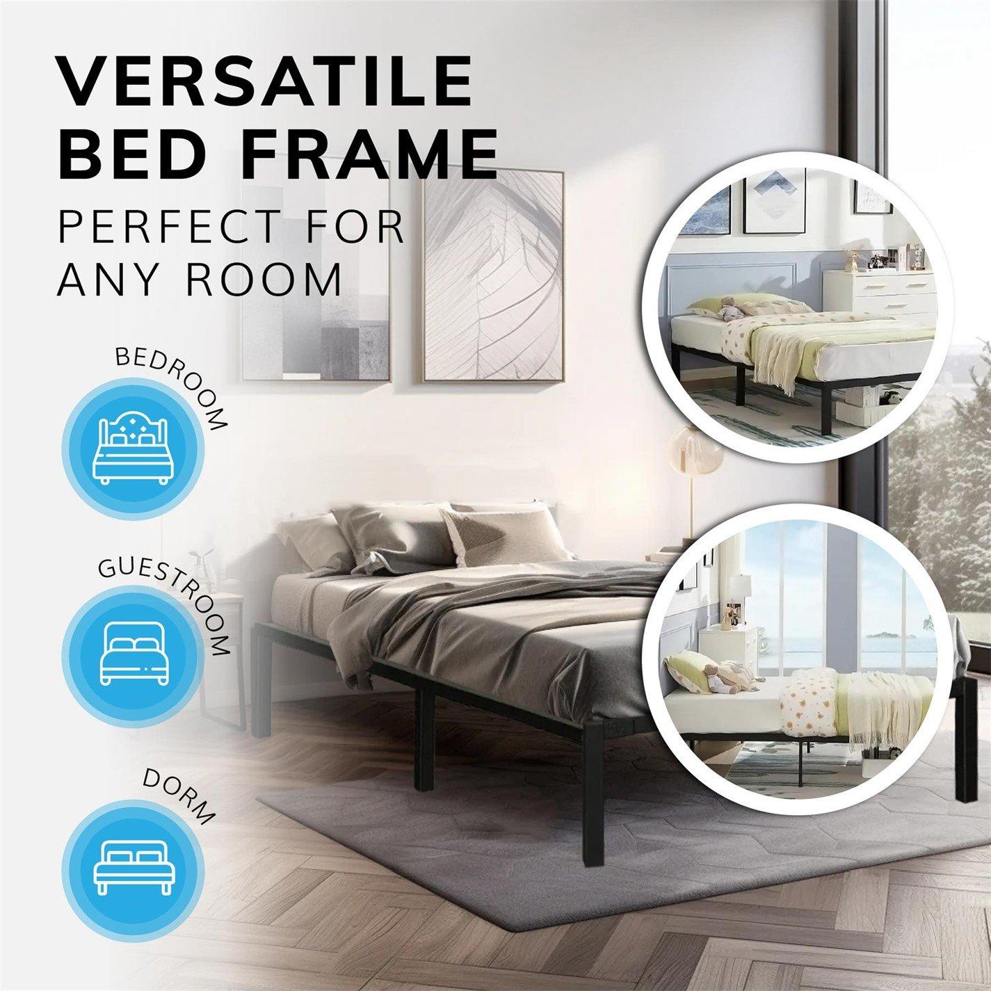 Black - House of Home - Platform Bed Frame Durable Black Metal - 9