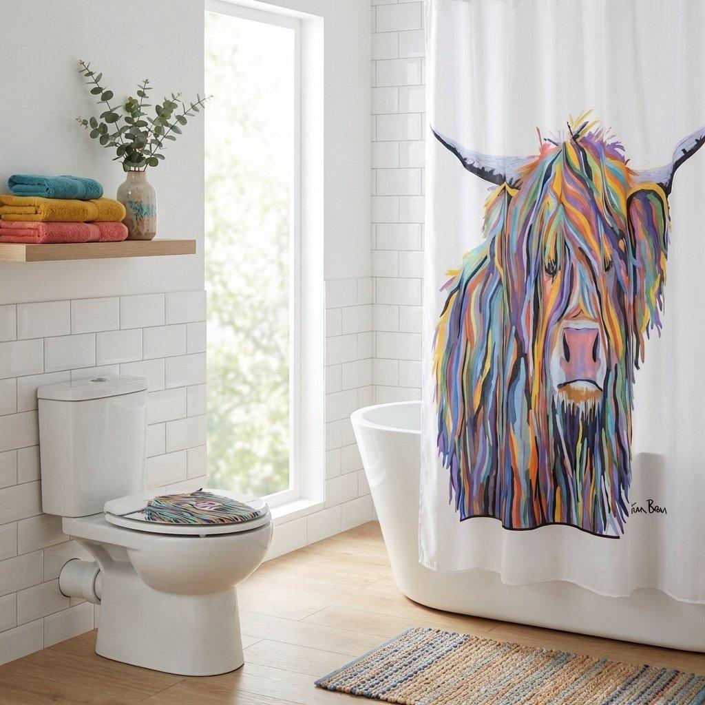 Multi - Croydex - Steven Brown Angus McCoo Toilet Seat & Shower Curtain Set - 1