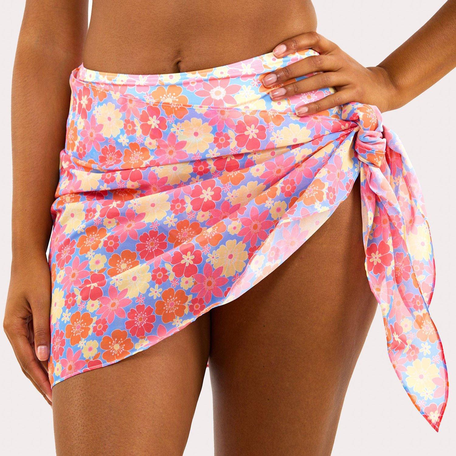 Multi - Wolf and Whistle - Floral Tie Side Sarong - 1