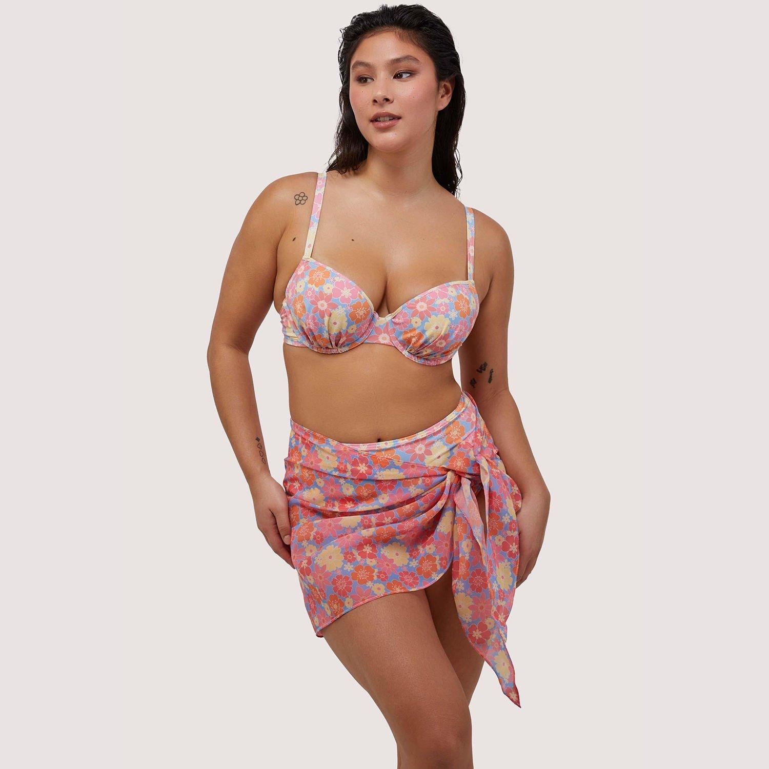 Multi - Wolf and Whistle - Floral Tie Side Sarong - 3
