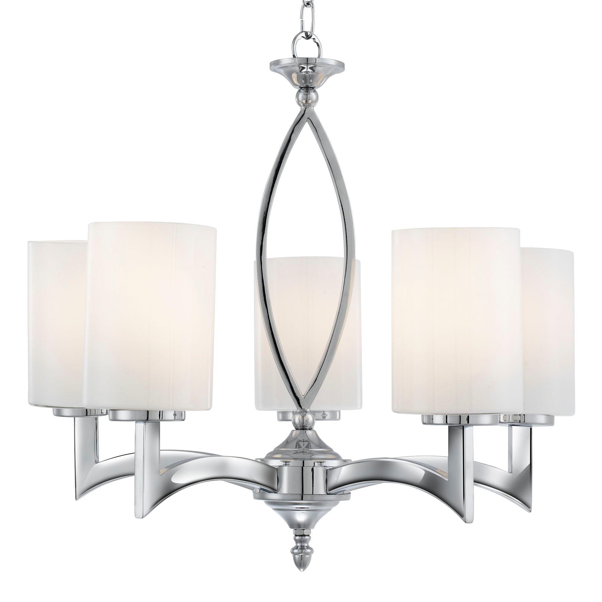 Chrome - Lighting Collection - Gino 5Lt Pendant - Chrome & White Glass Shades - 2