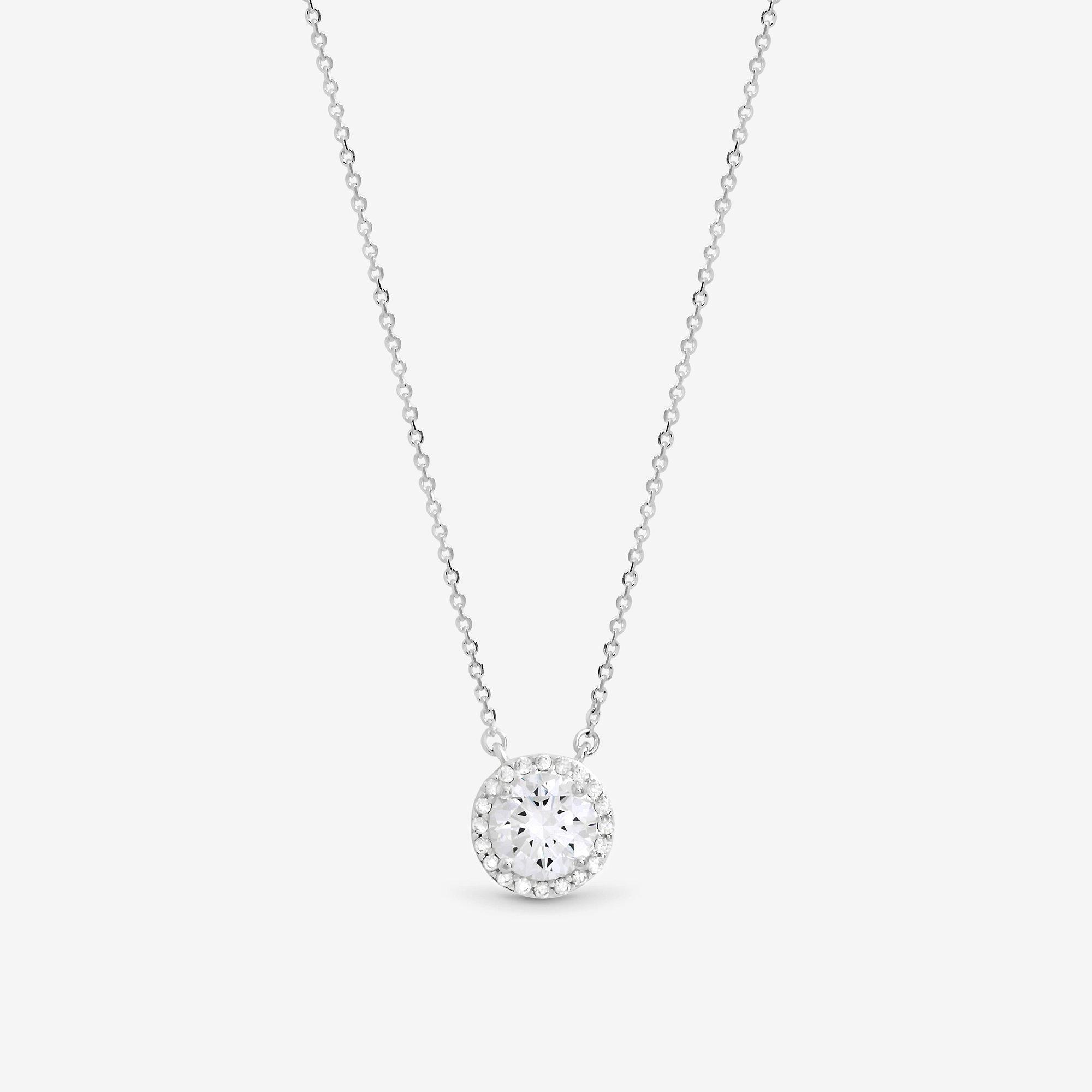 Silver - Simply Silver - Sterling Silver 925 Cubic Zirconia Halo Pendant