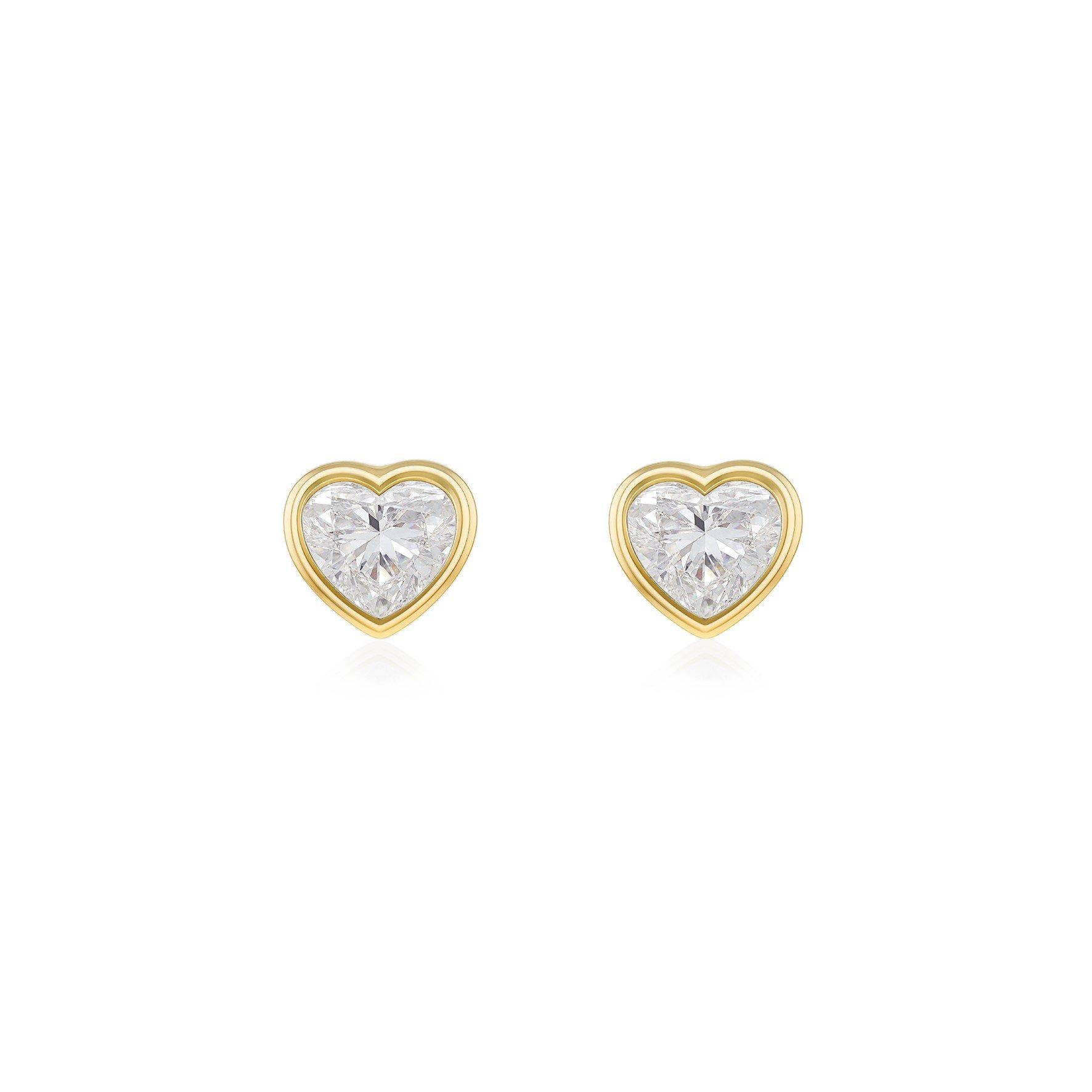 Yellow Gold - Be You - 9ct Gold 1ct Heart Lab Created Diamond Earrings - 1