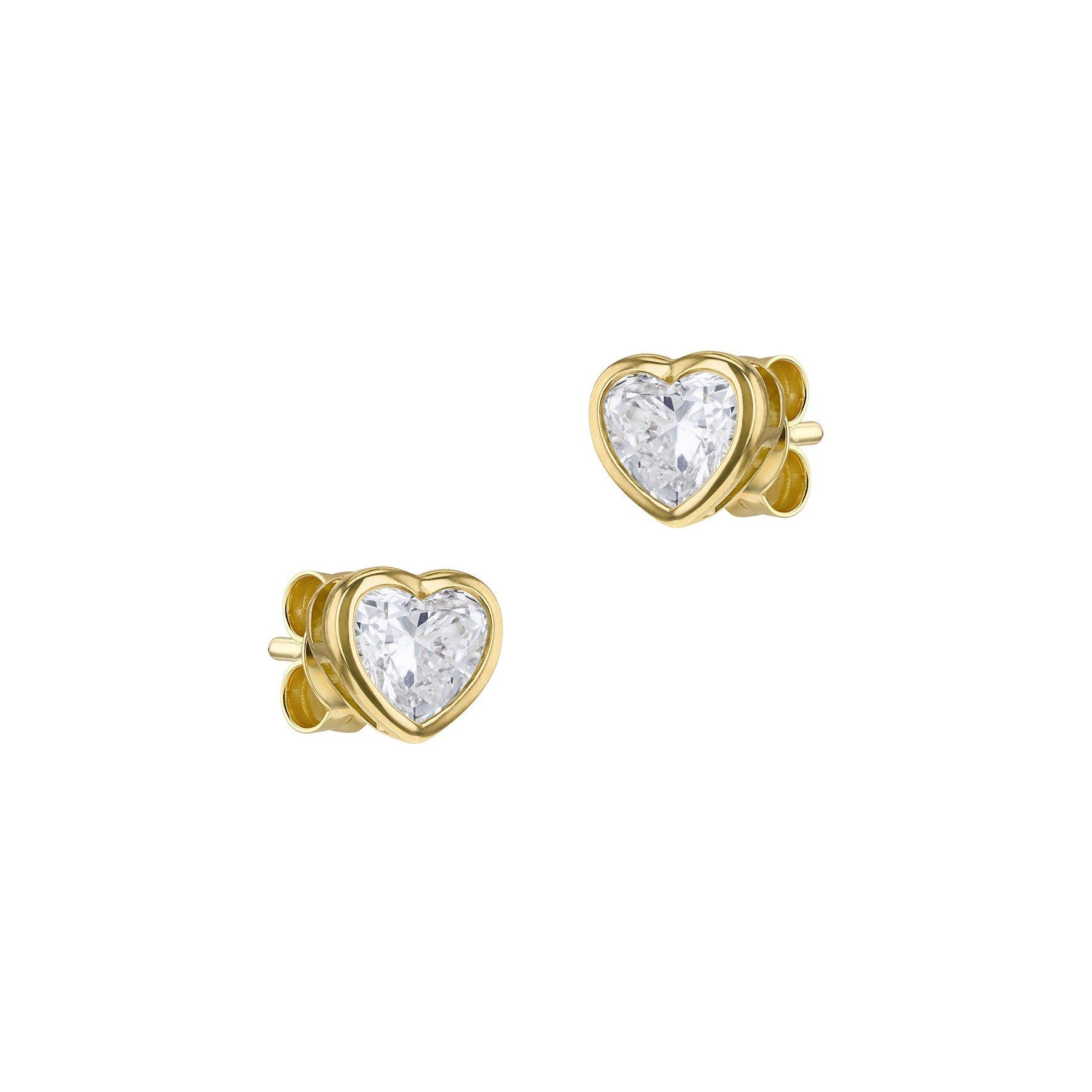 Yellow Gold - Be You - 9ct Gold 1ct Heart Lab Created Diamond Earrings - 2
