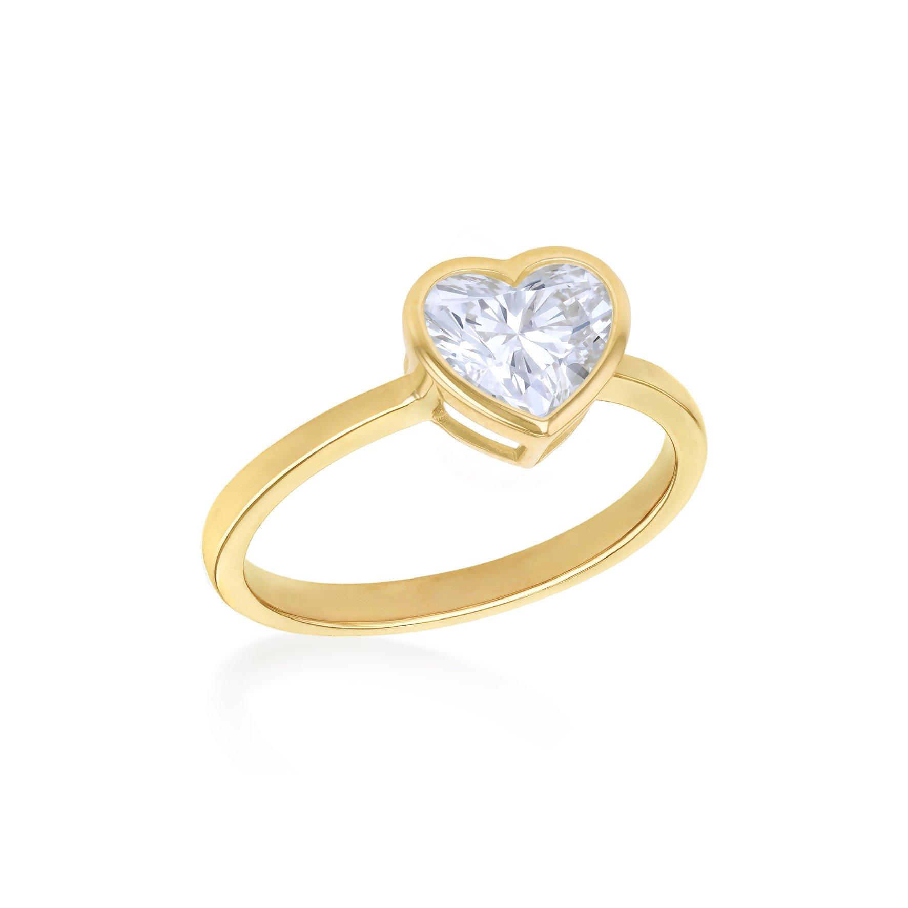Yellow Gold - Be You - 9ct Gold 1ct Heart Lab Created Diamond Ring - 1