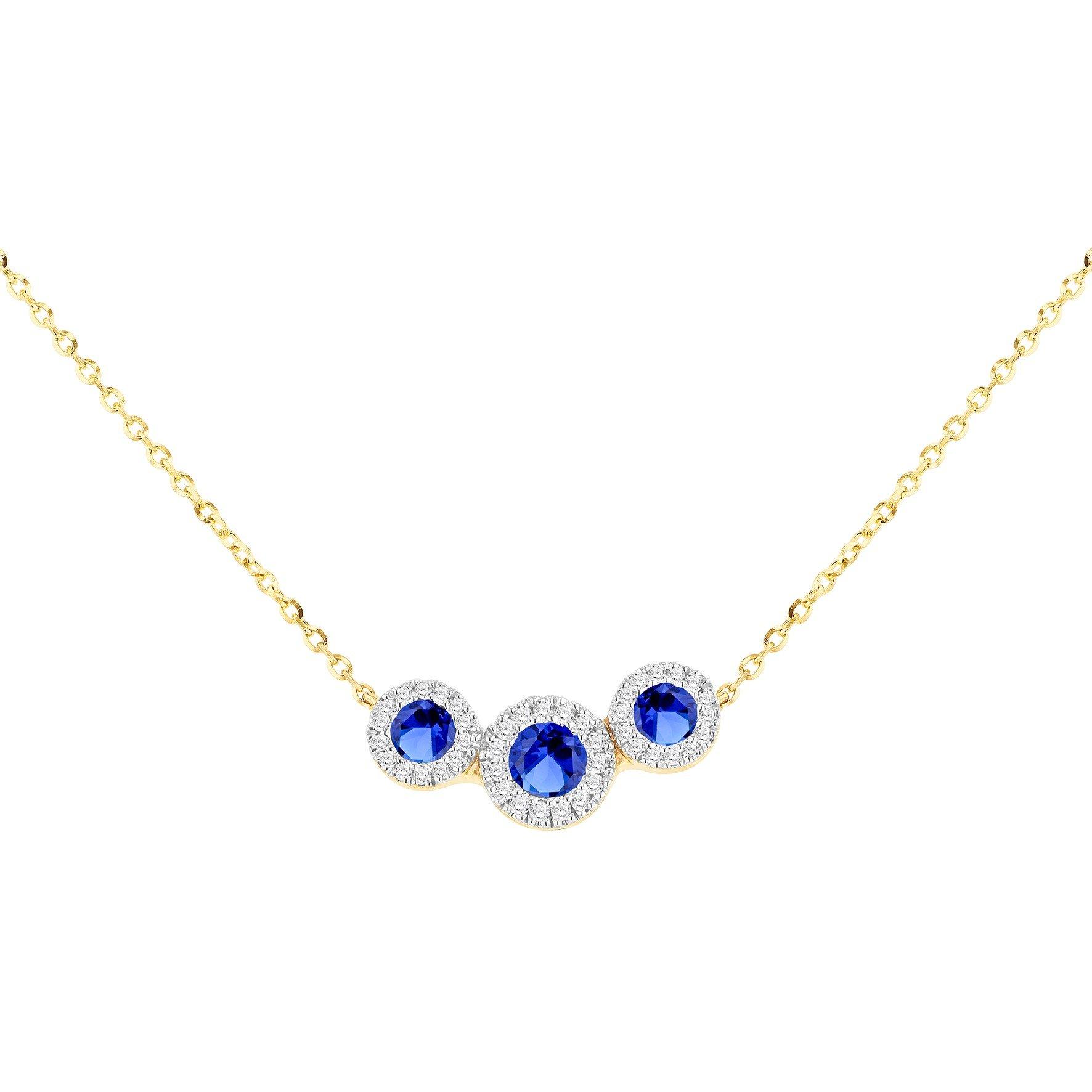 Yellow Gold - Be You - 9ct Gold Trinity Lab Sapphires & Diamonds Necklace - 1