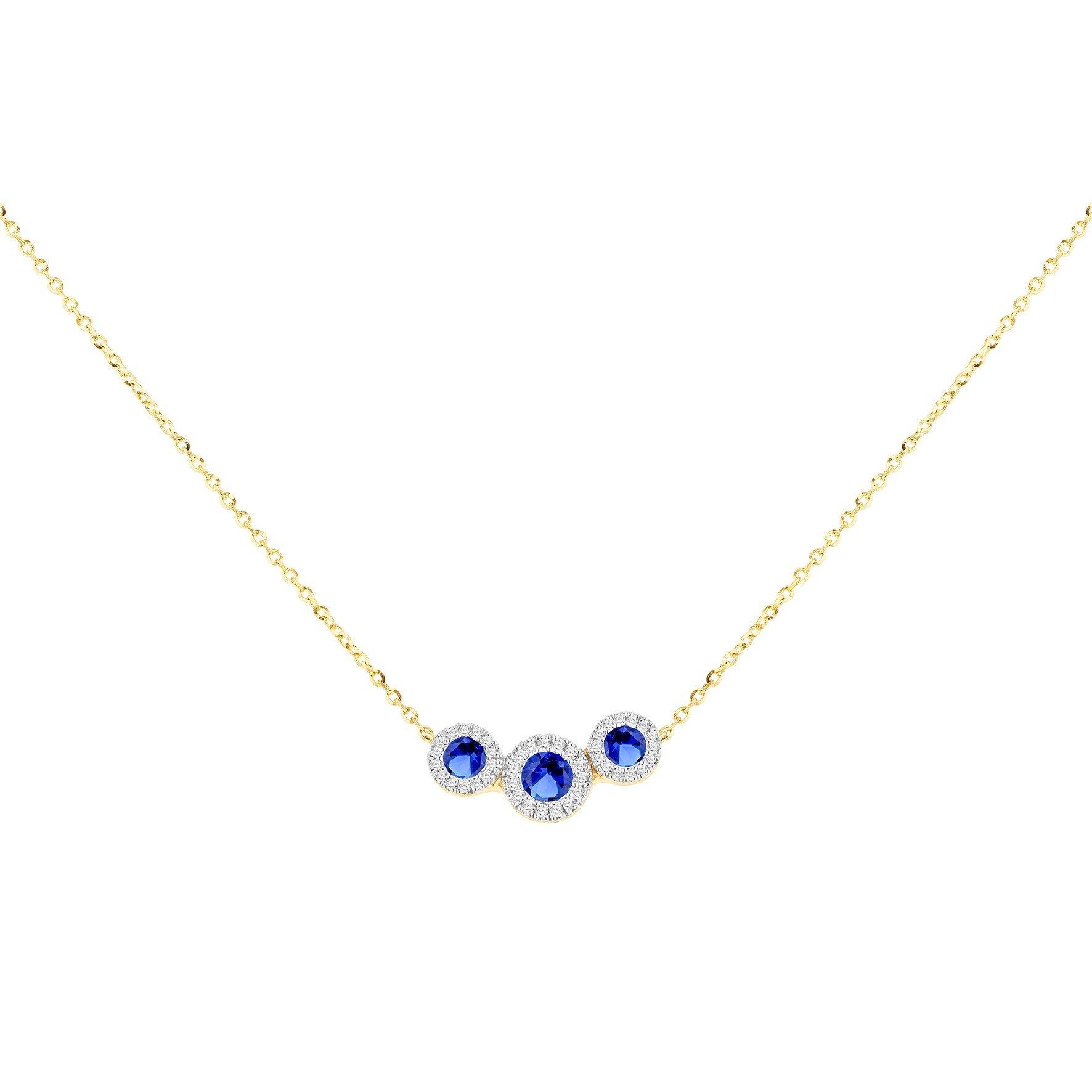 Yellow Gold - Be You - 9ct Gold Trinity Lab Sapphires & Diamonds Necklace - 2