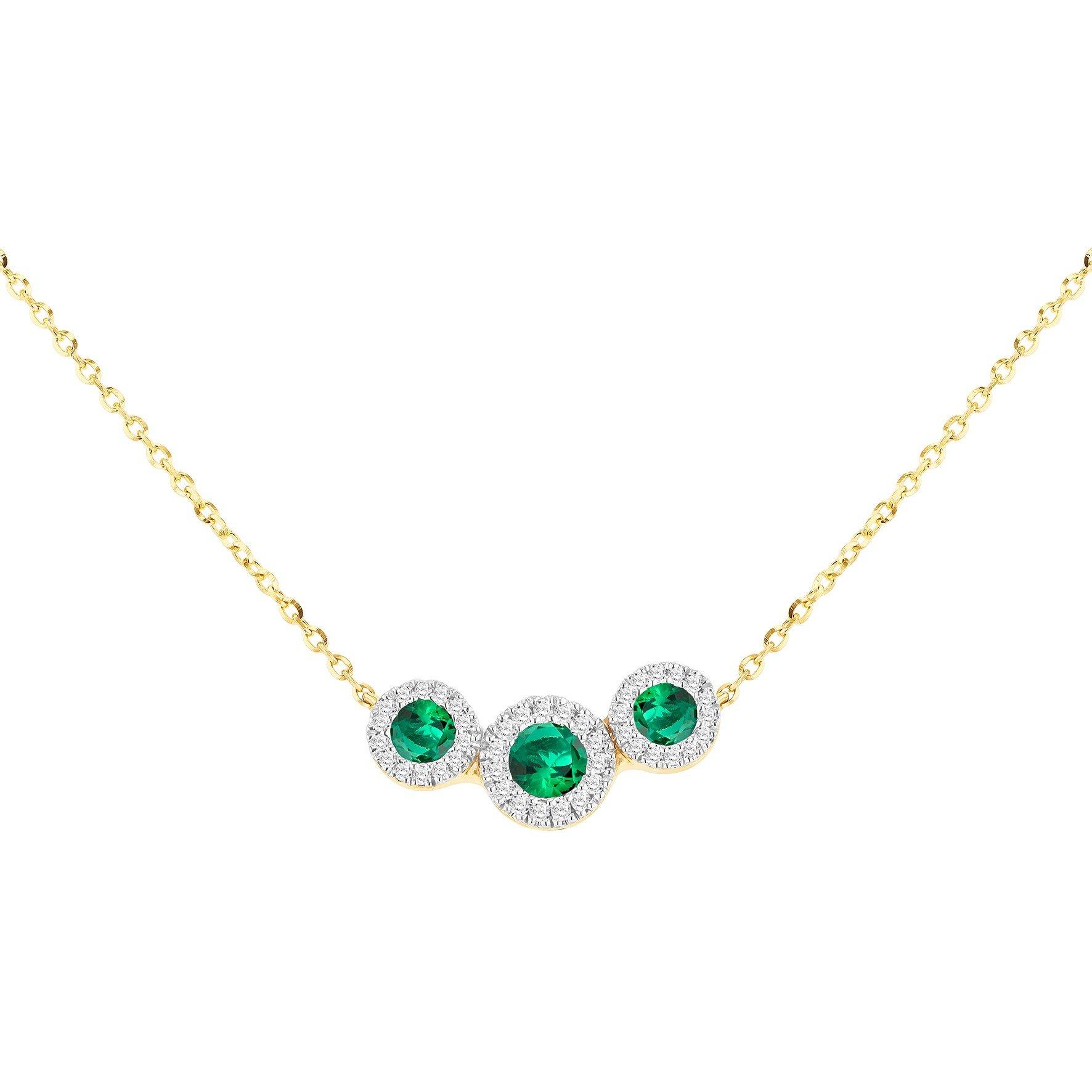 Yellow Gold - Be You - 9ct Gold Trinity Lab Emeralds & Diamonds Necklace - 1