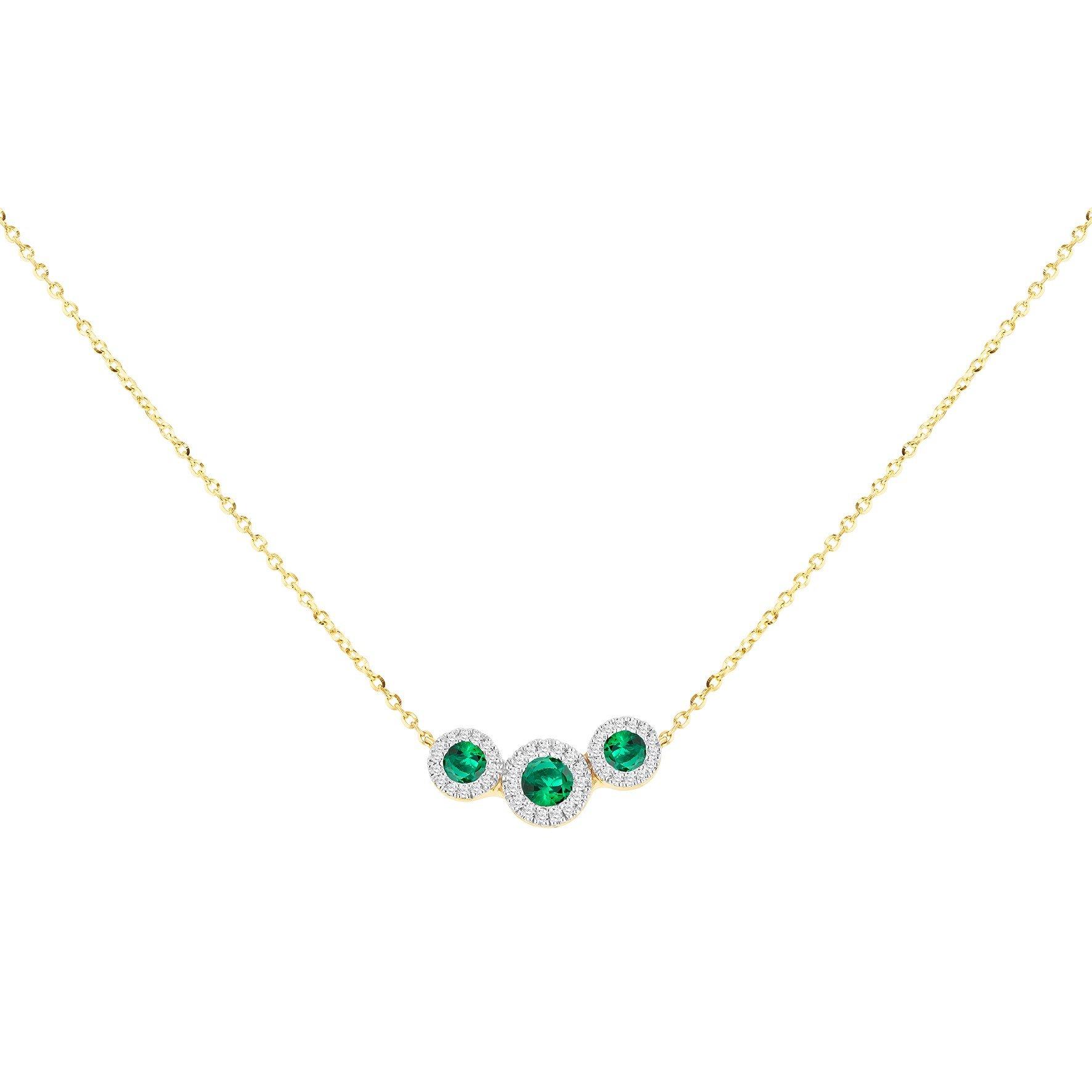 Yellow Gold - Be You - 9ct Gold Trinity Lab Emeralds & Diamonds Necklace - 2