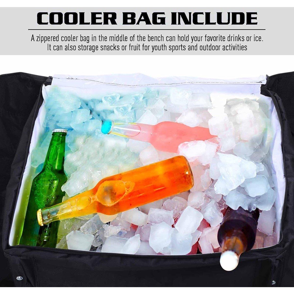 Black - Outsunny - 6 Seat Folding Sports Bench Portable - 4