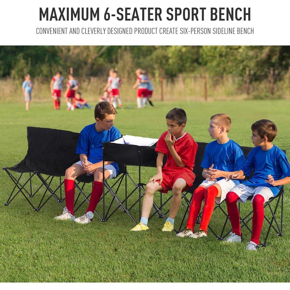 Black - Outsunny - 6 Seat Folding Sports Bench Portable - 5