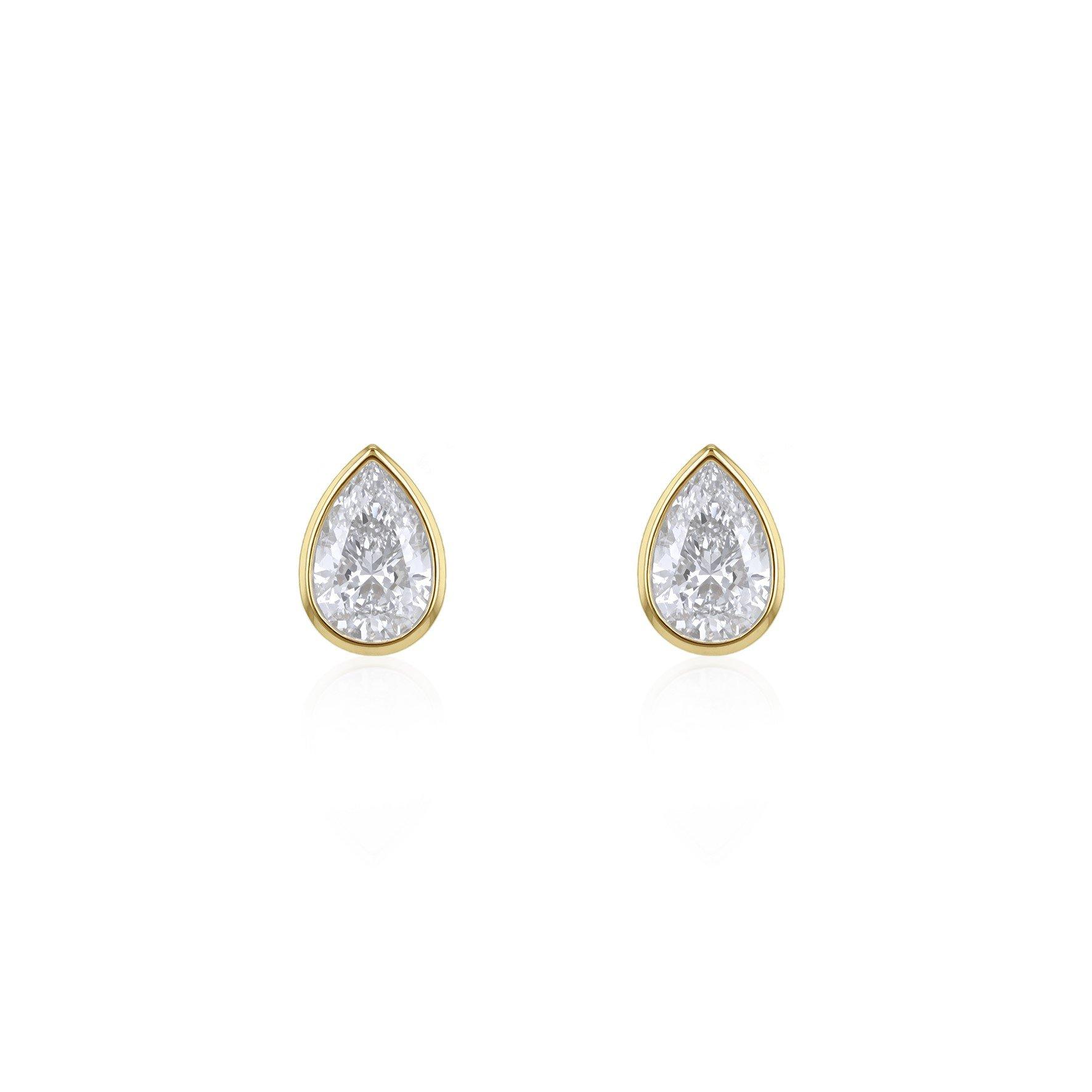Yellow Gold - Be You - 9ct Gold 1ct Teardrop Lab Created Diamond Earrings - 1