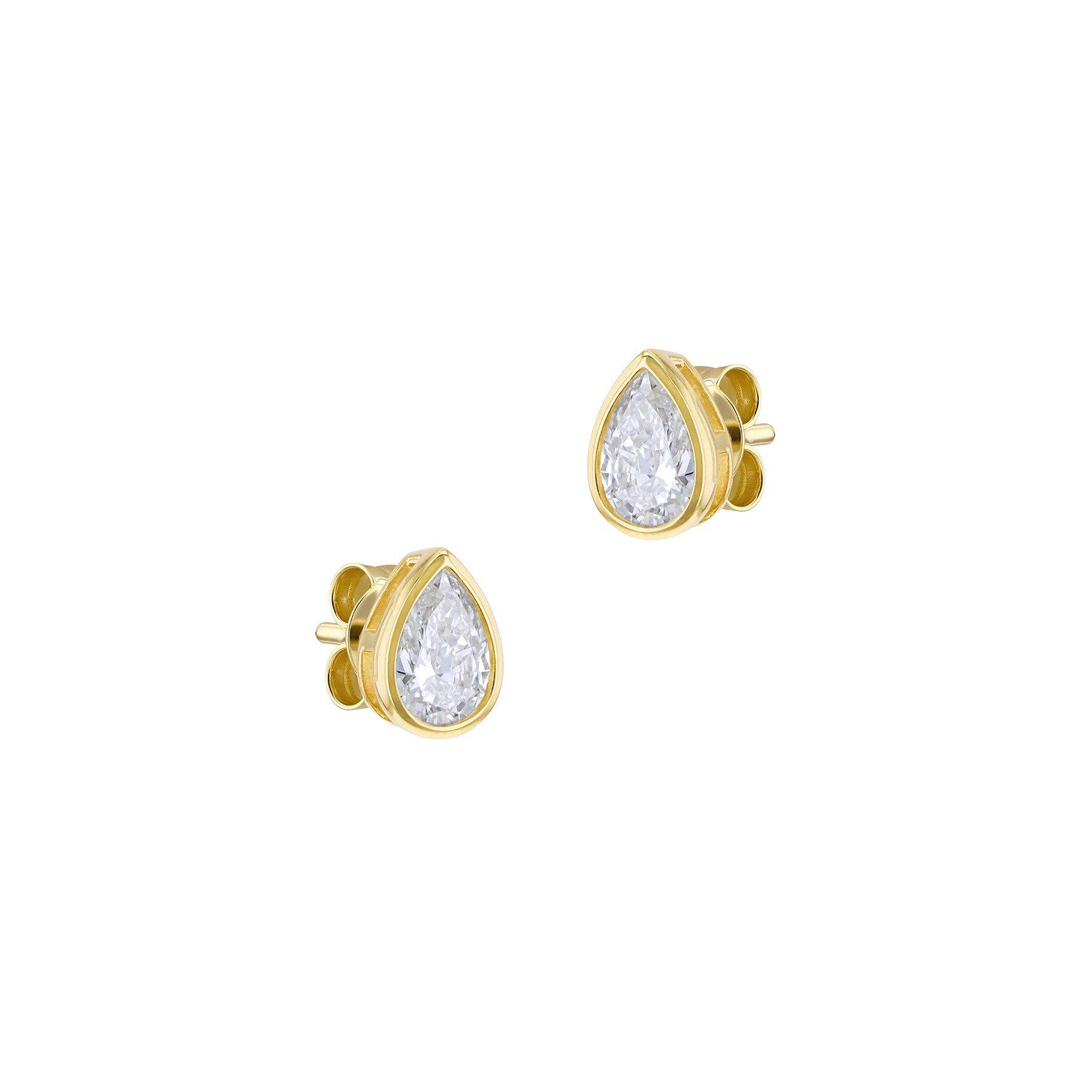 Yellow Gold - Be You - 9ct Gold 1ct Teardrop Lab Created Diamond Earrings - 2