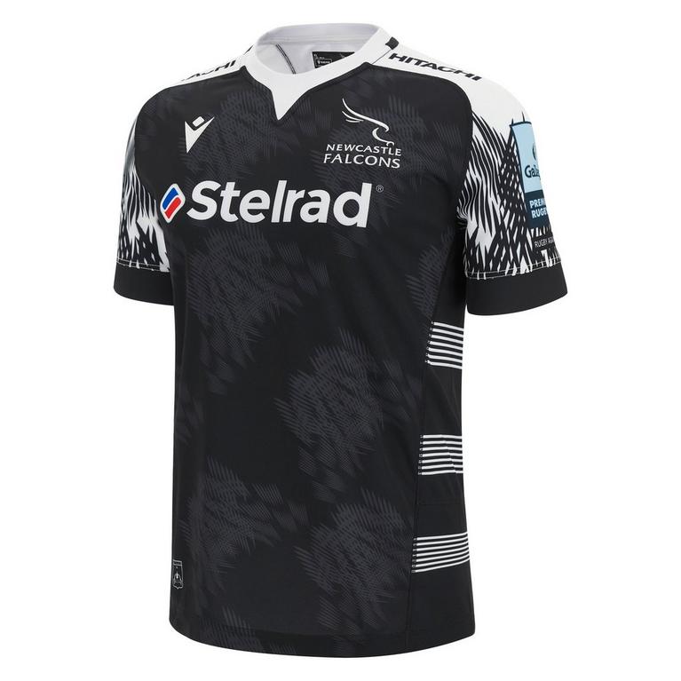 Noir/Blanc - Macron - Newcastle Falcons Replica Home Shirt 2023/2024 Mens - 1