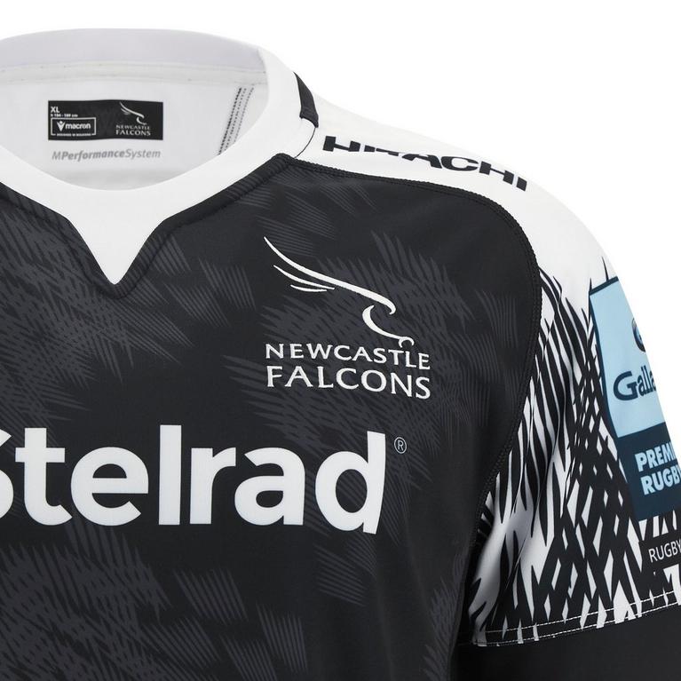 Noir/Blanc - Macron - Newcastle Falcons Replica Home Shirt 2023/2024 Mens - 3