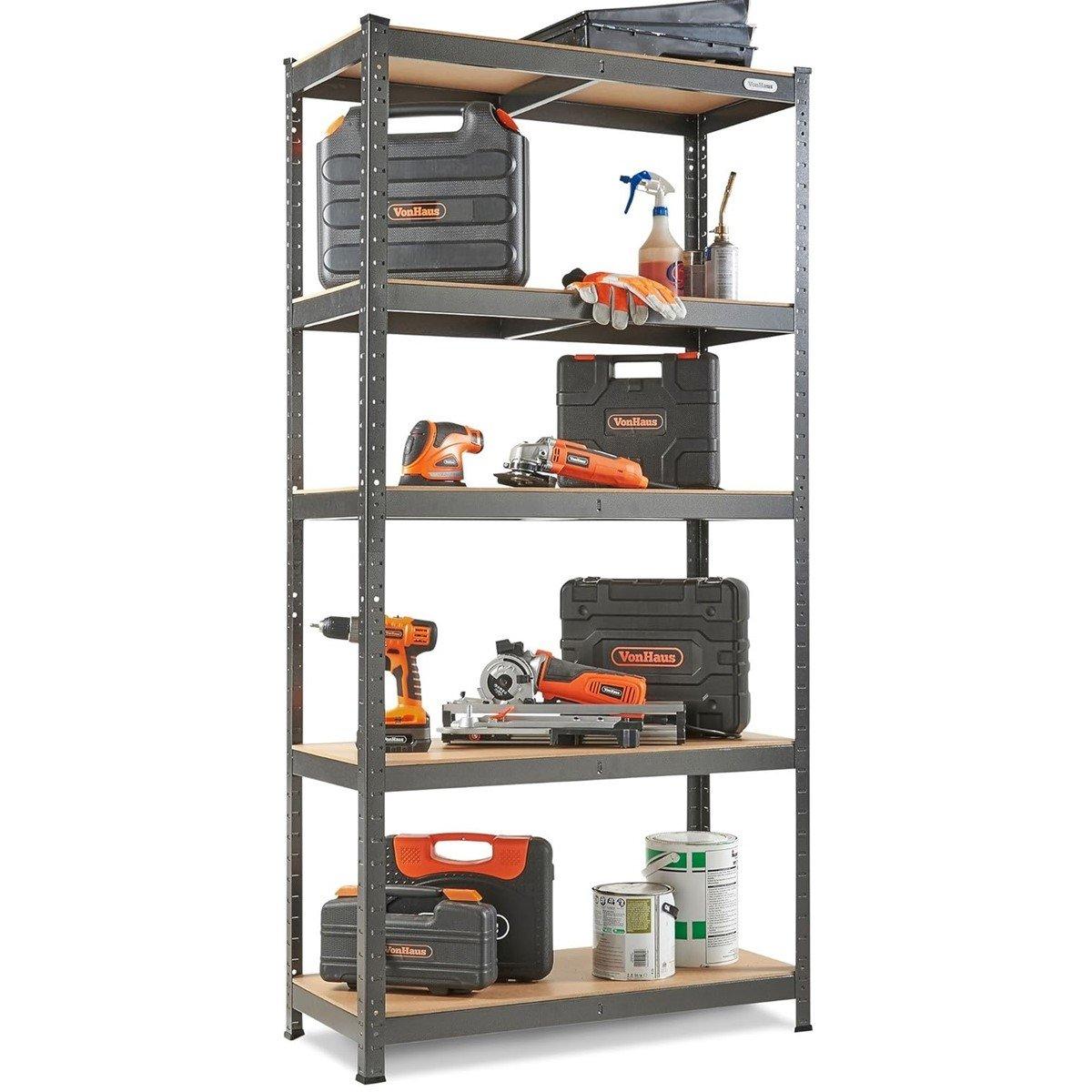 Black - VonHaus - VonHaus  - 1.8M 5 Tier Racking Hammerite - 1