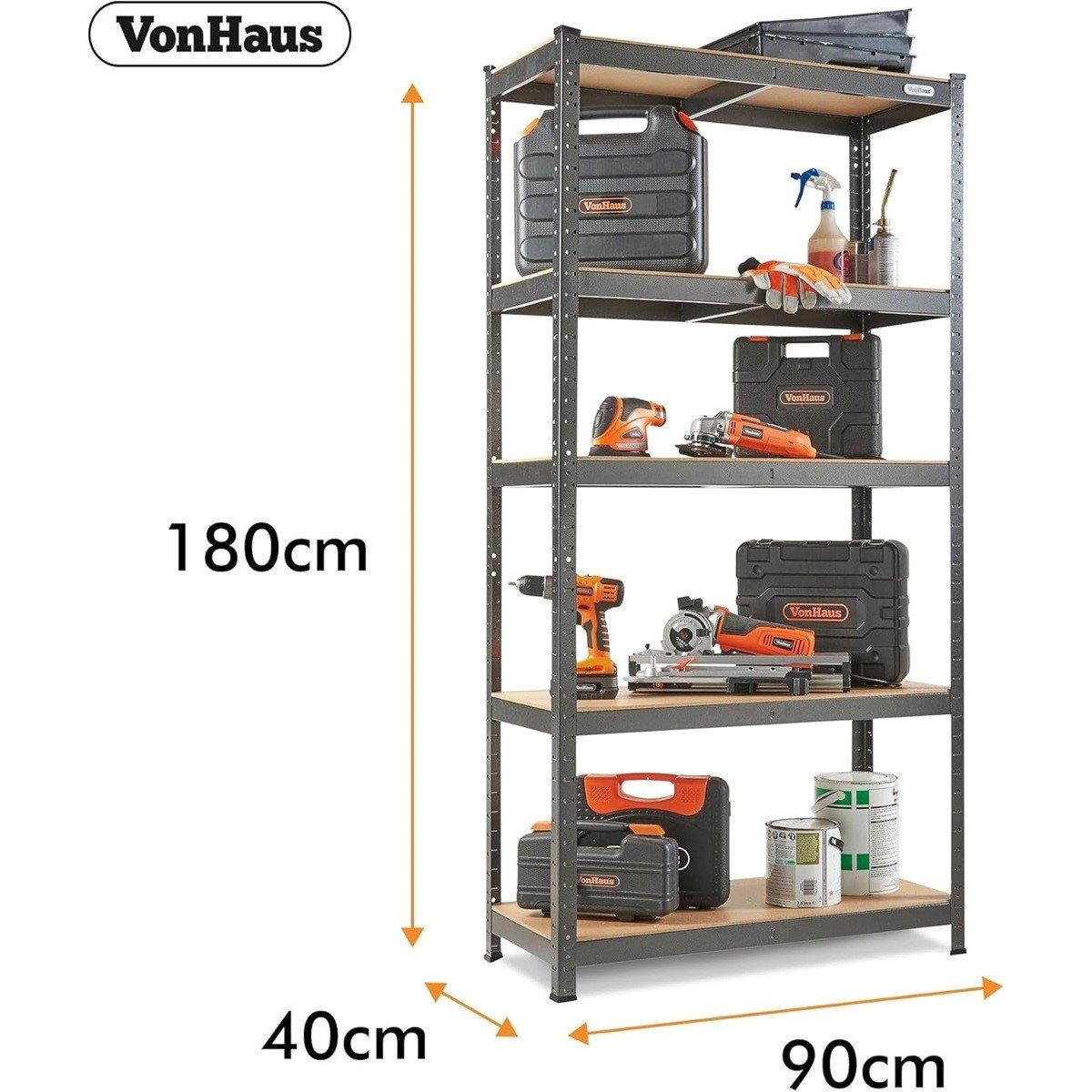 Black - VonHaus - VonHaus  - 1.8M 5 Tier Racking Hammerite - 3