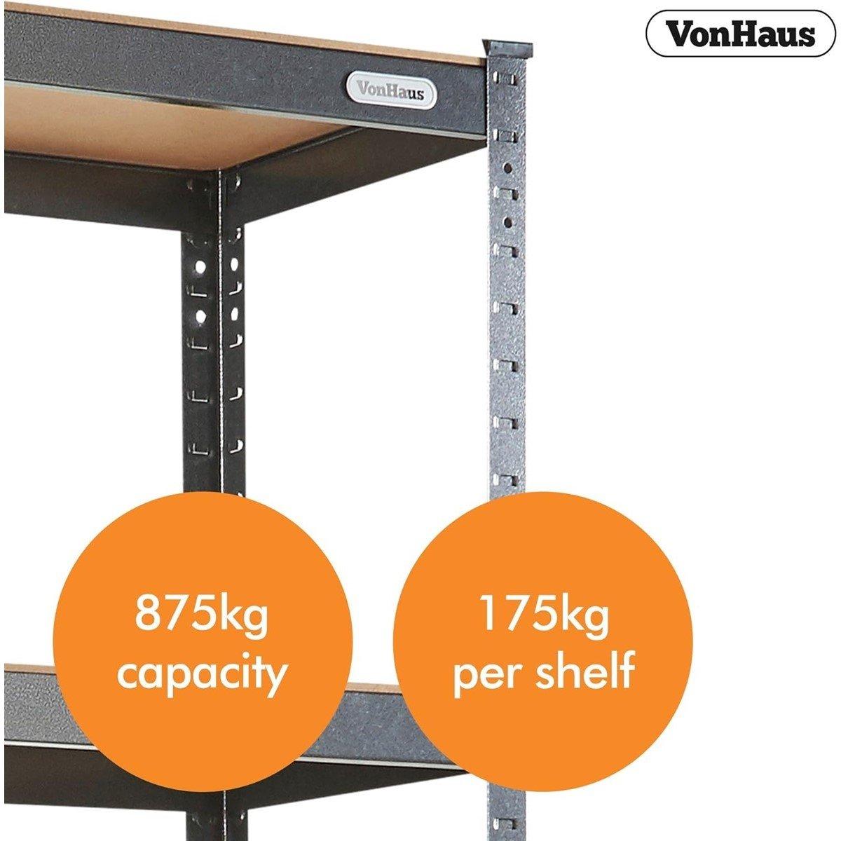 Black - VonHaus - VonHaus  - 1.8M 5 Tier Racking Hammerite - 4