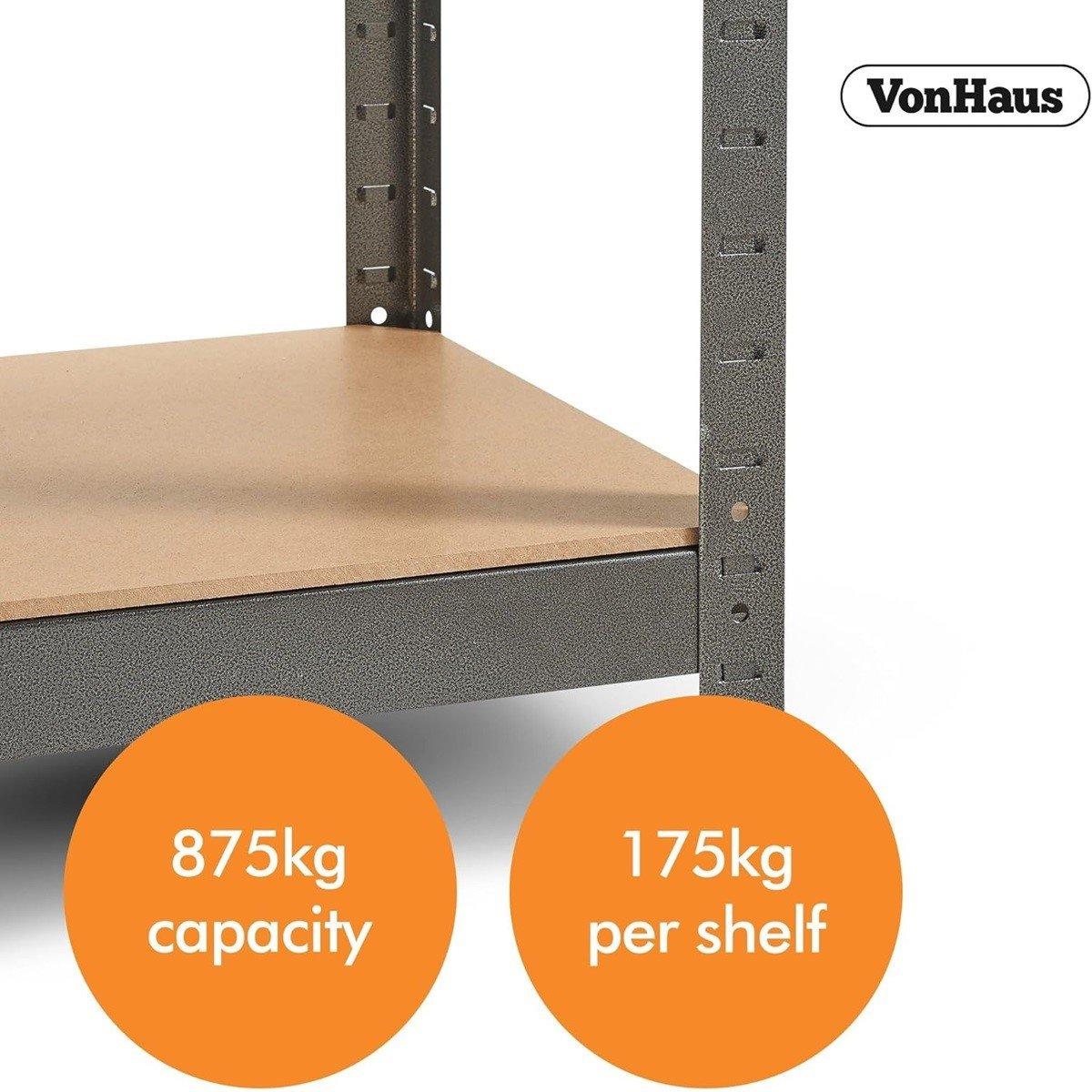 Black - VonHaus - VonHaus  - 1.8M 5 Tier Racking Hammerite - 9