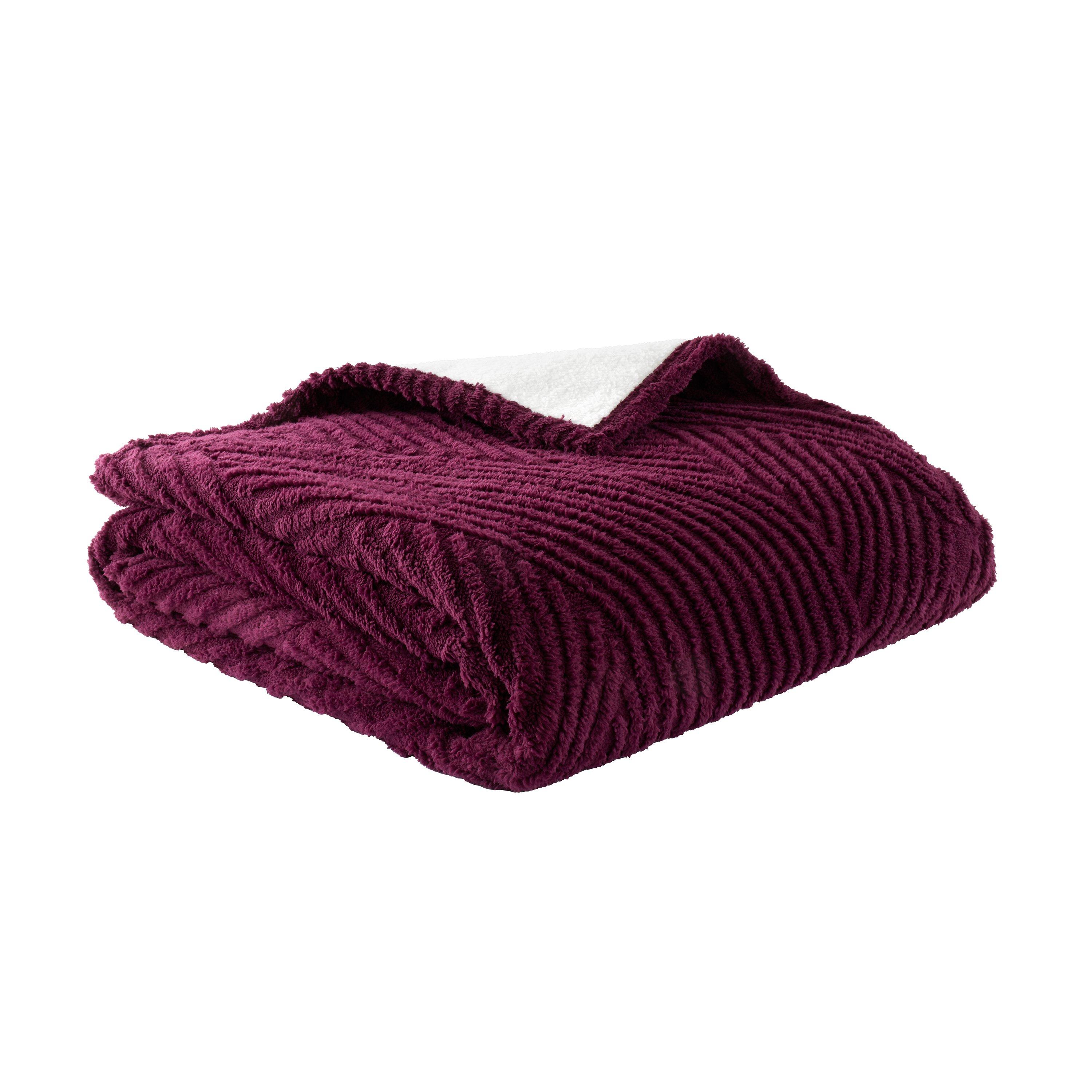 Plum - Catherine Lansfield - Heat Buddy Cosy Super Thermal Blanket Bedspread - 5