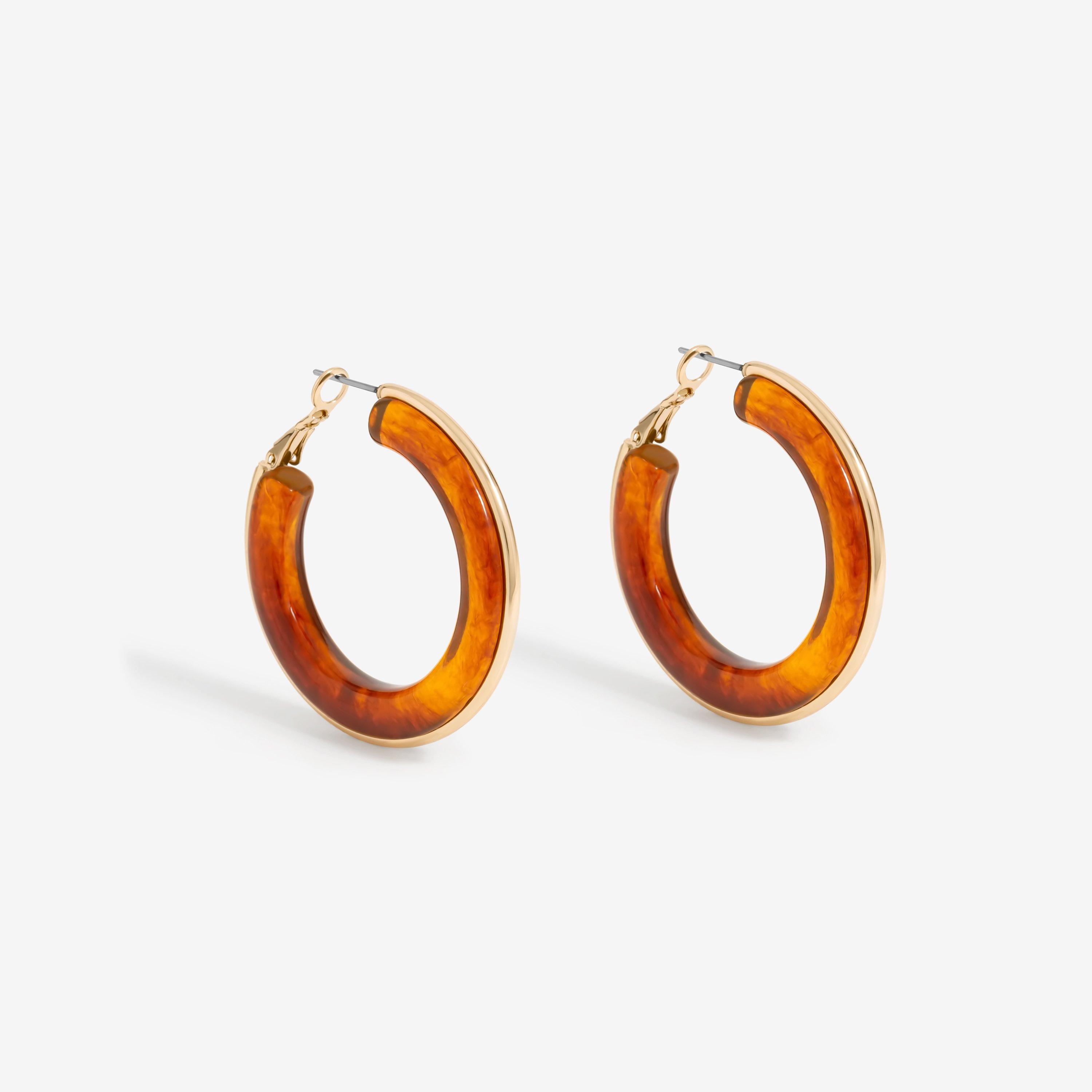 Gold - Mood - Gold Tort Resin And Polished Large Hoops - 1