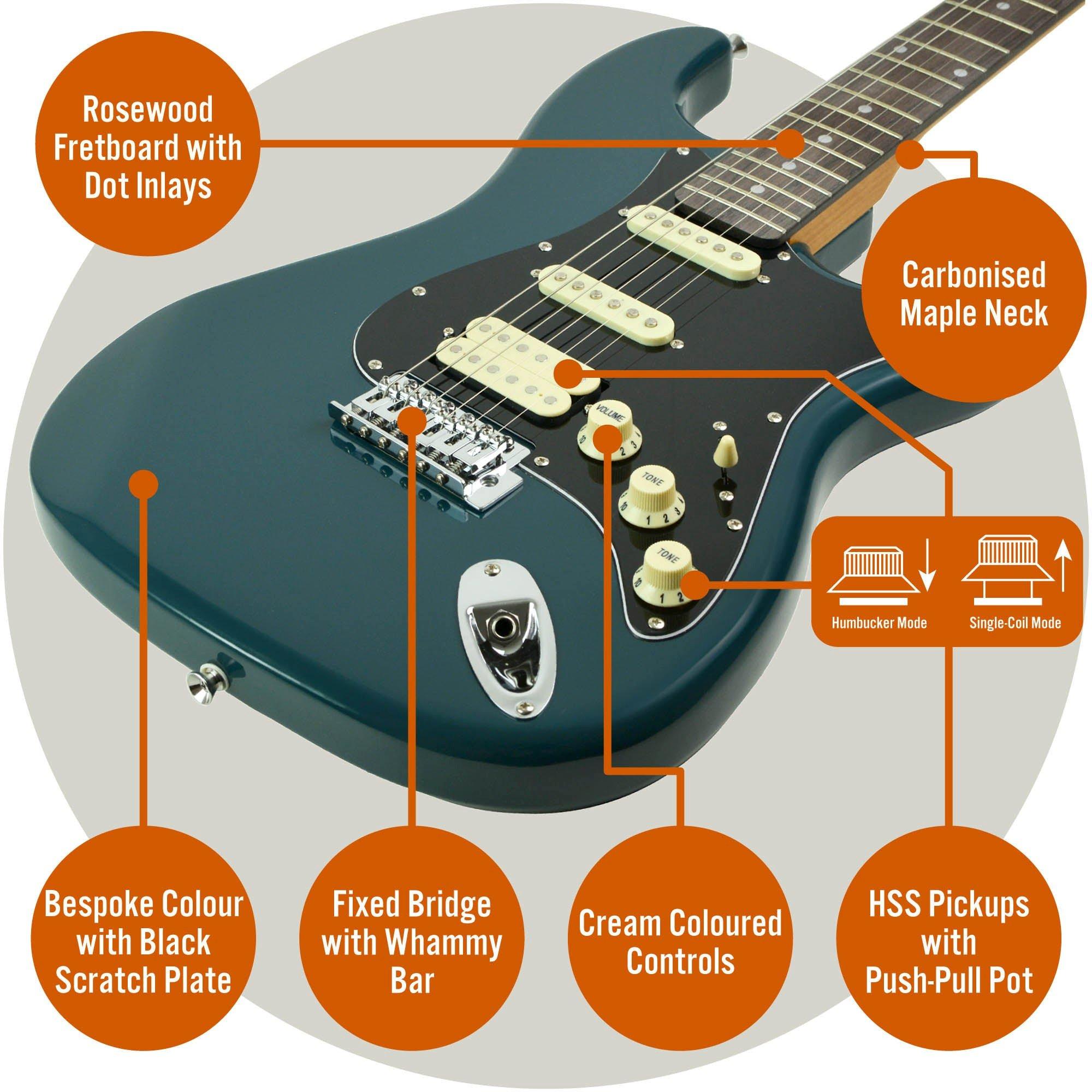 Delta Blue - 3rd Avenue - Stateside Series Electric Guitar Pack - 4