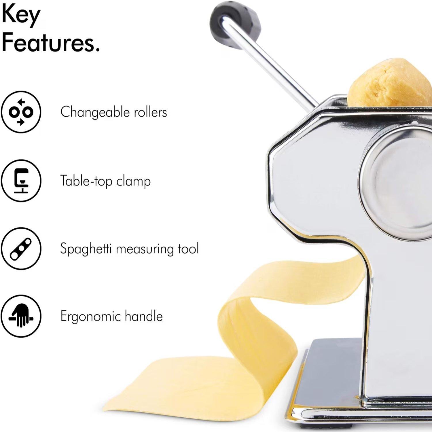 Silver - VonShef - - Stainless Steel Manual Pasta Maker Set - 4