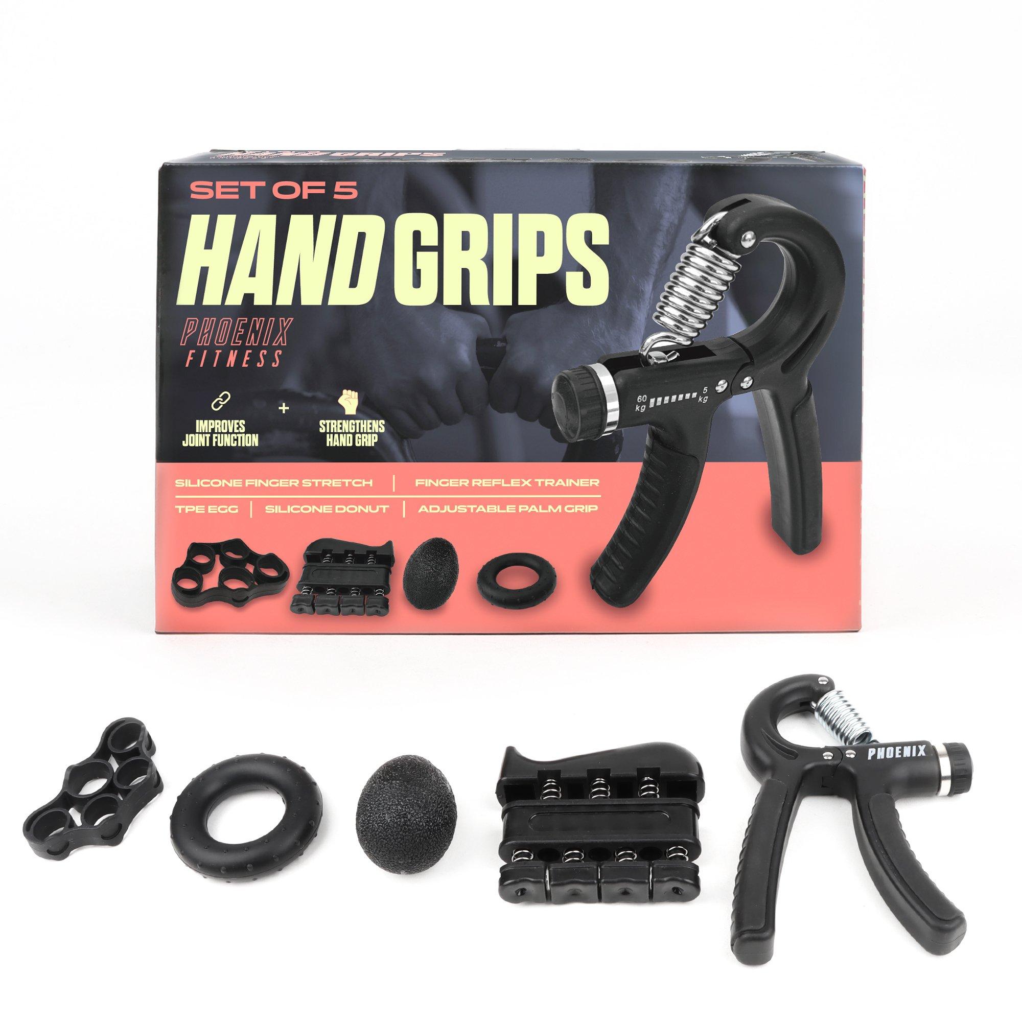 Phoenix Fitness  5Pcs Hand Grip Strengthener Set - Black
