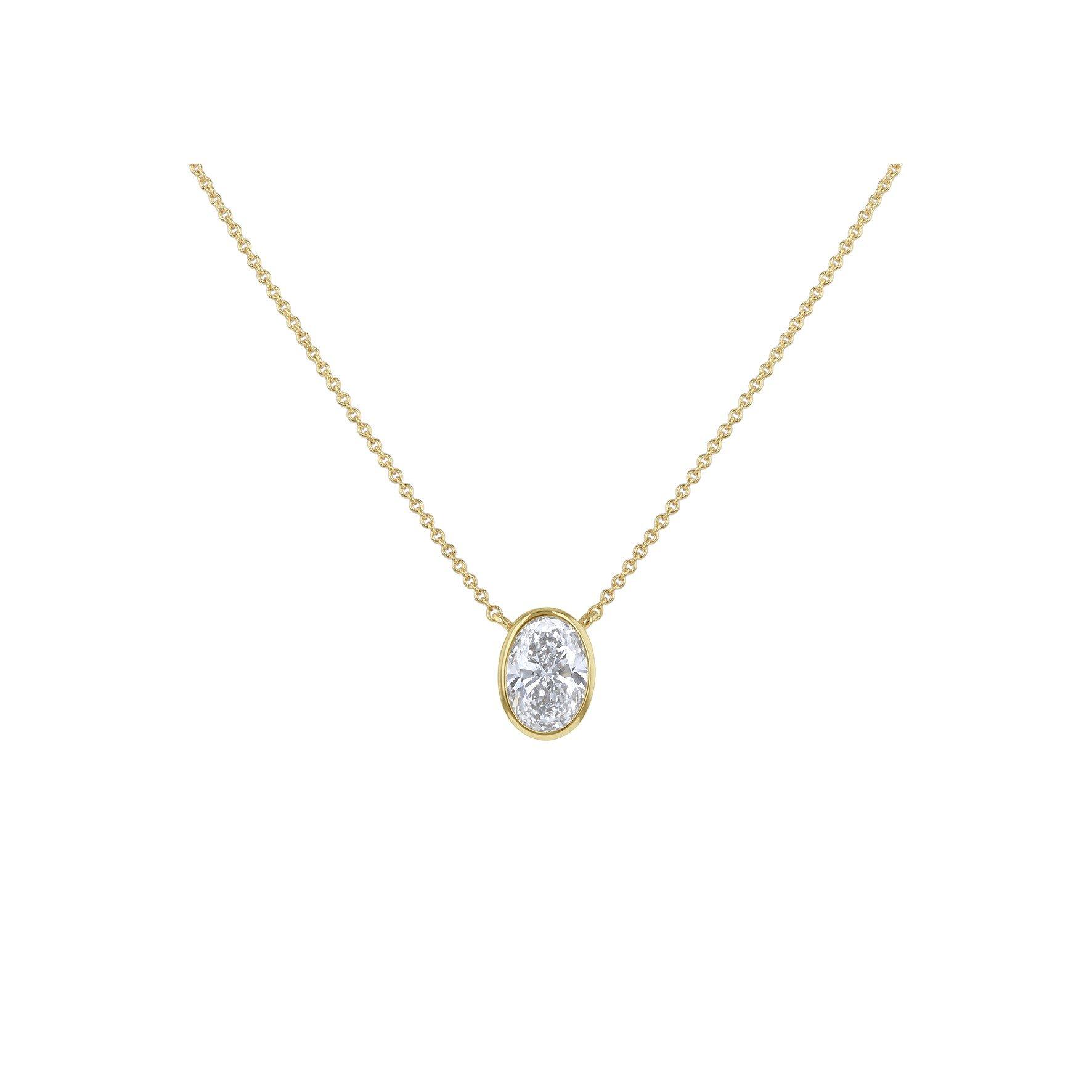Yellow Gold - Be You - 9ct Gold 1ct Oval Lab Created Diamond Necklace - 1