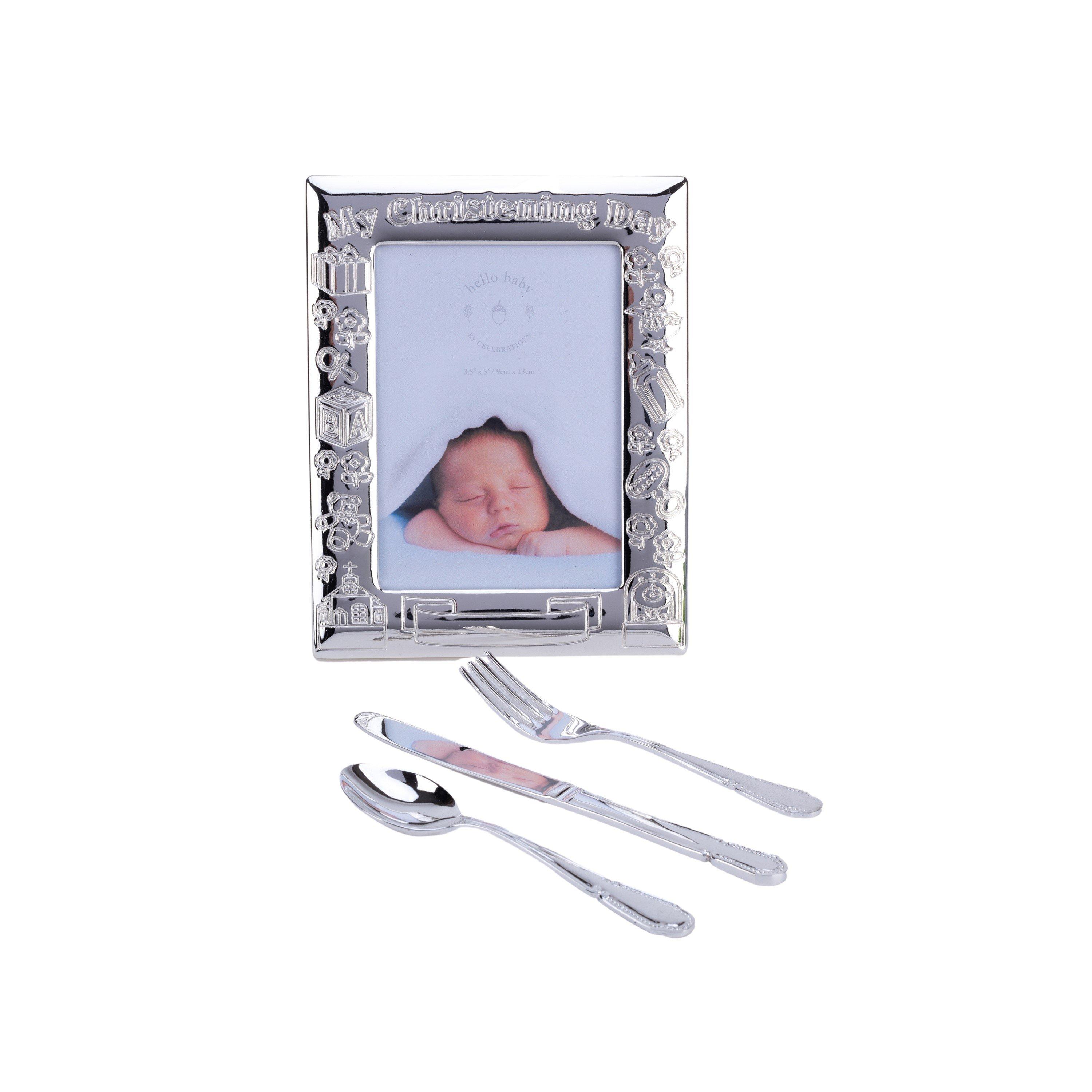 Silver - Celebrations - My Christening Day Frame with Knife Fork & Spoon - 2