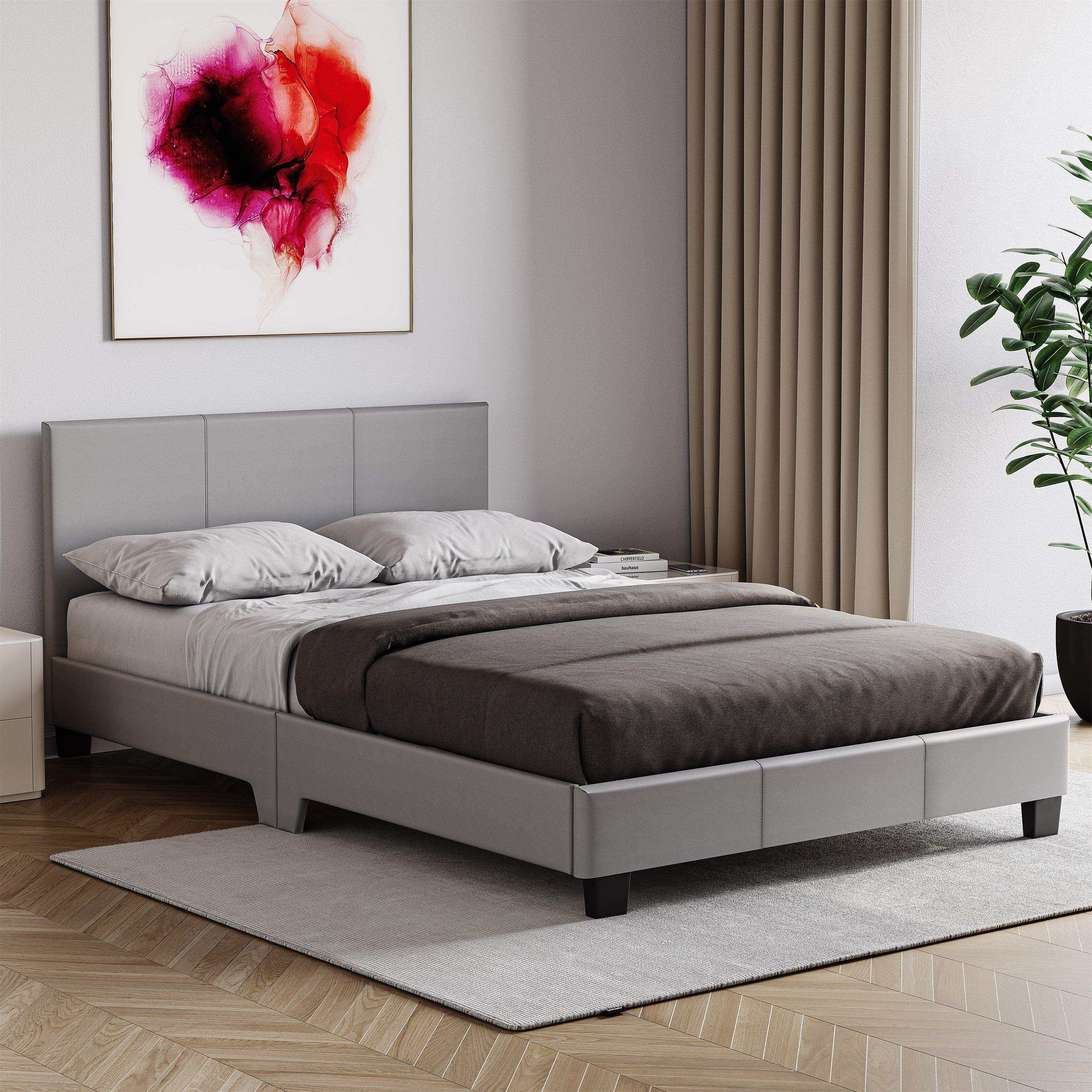 Lisbon Small Double Faux Leather Bed With Mattress