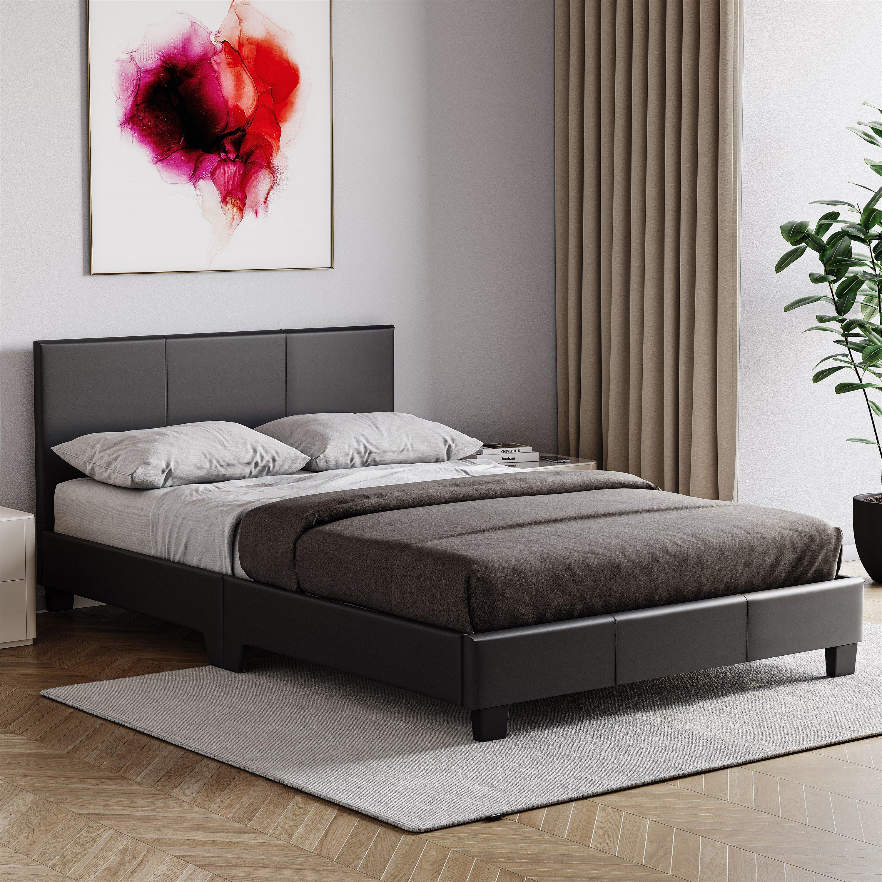 Lisbon Small Double Faux Leather Bed With Mattress