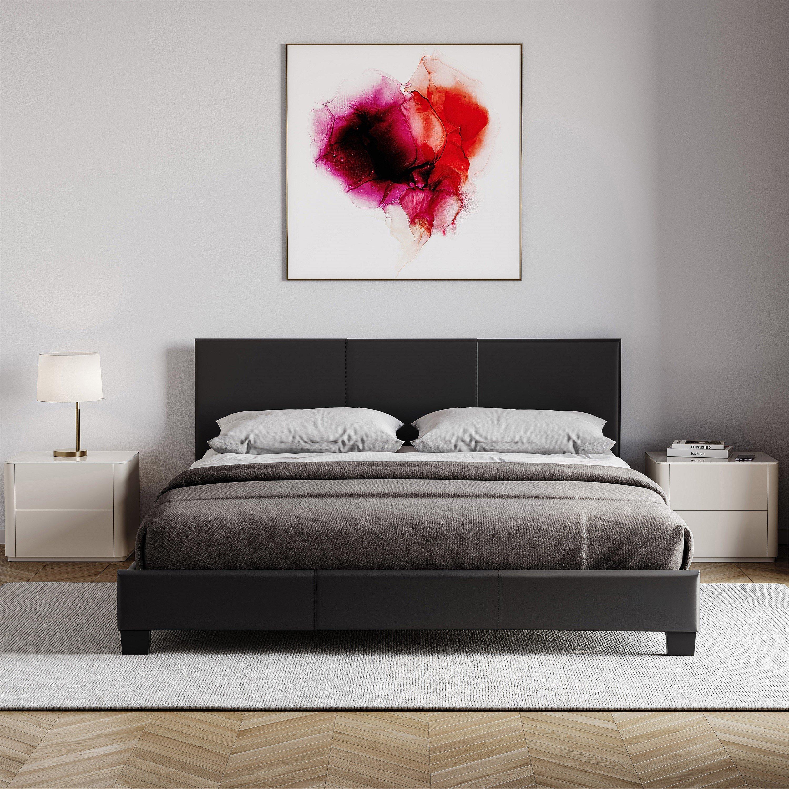 Brown - Lassic - Lisbon Small Double Faux Leather Bed With Mattress - 3