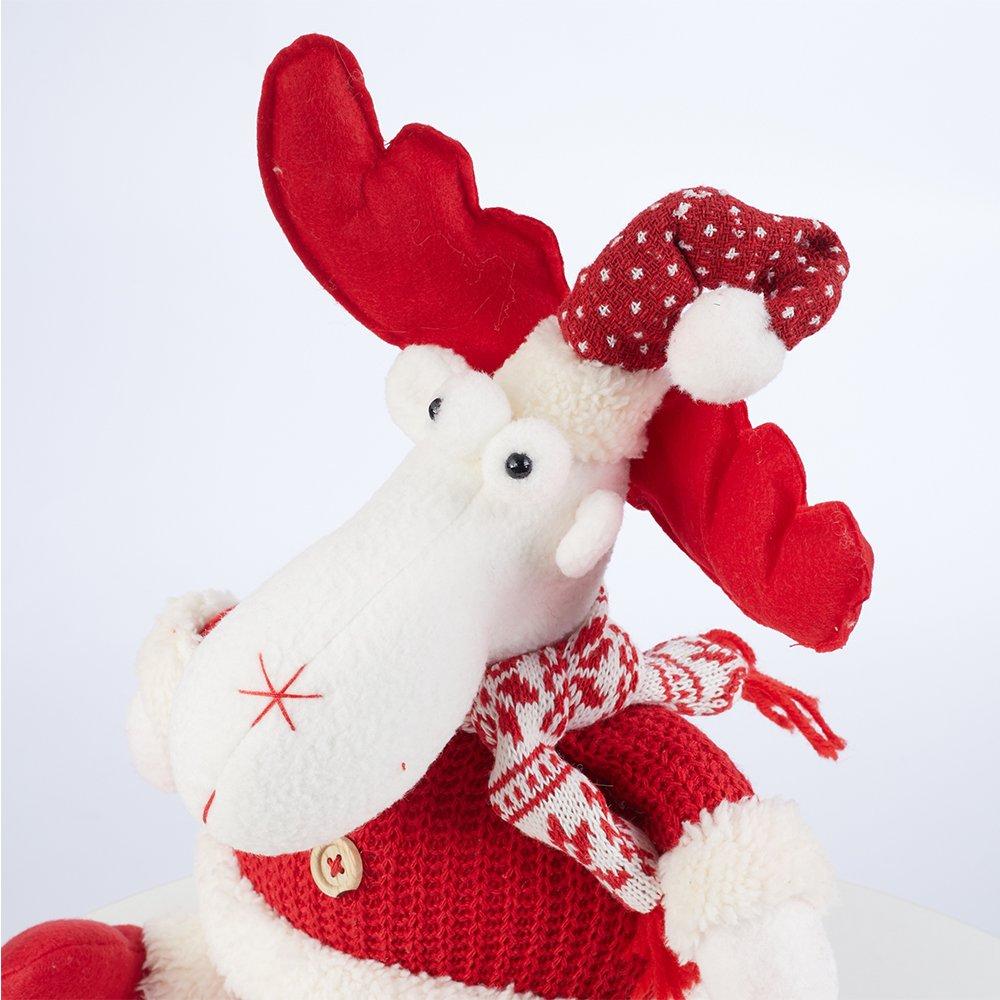 Red And White - LIFE IDEAS - Cute Reindeer Plush Toy for Children - 6