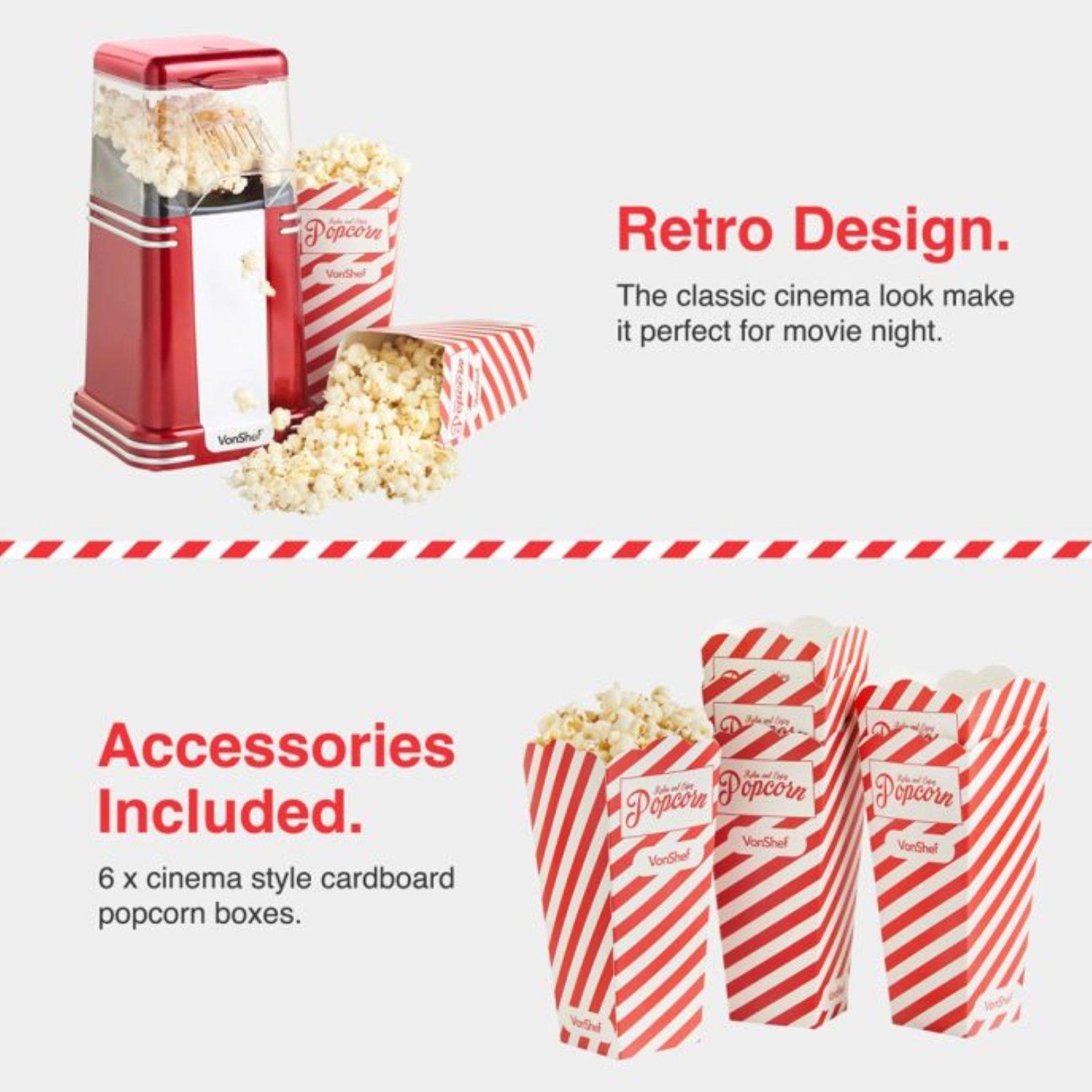 Red - VonShef - VonShef - Retro Popcorn Maker - 4