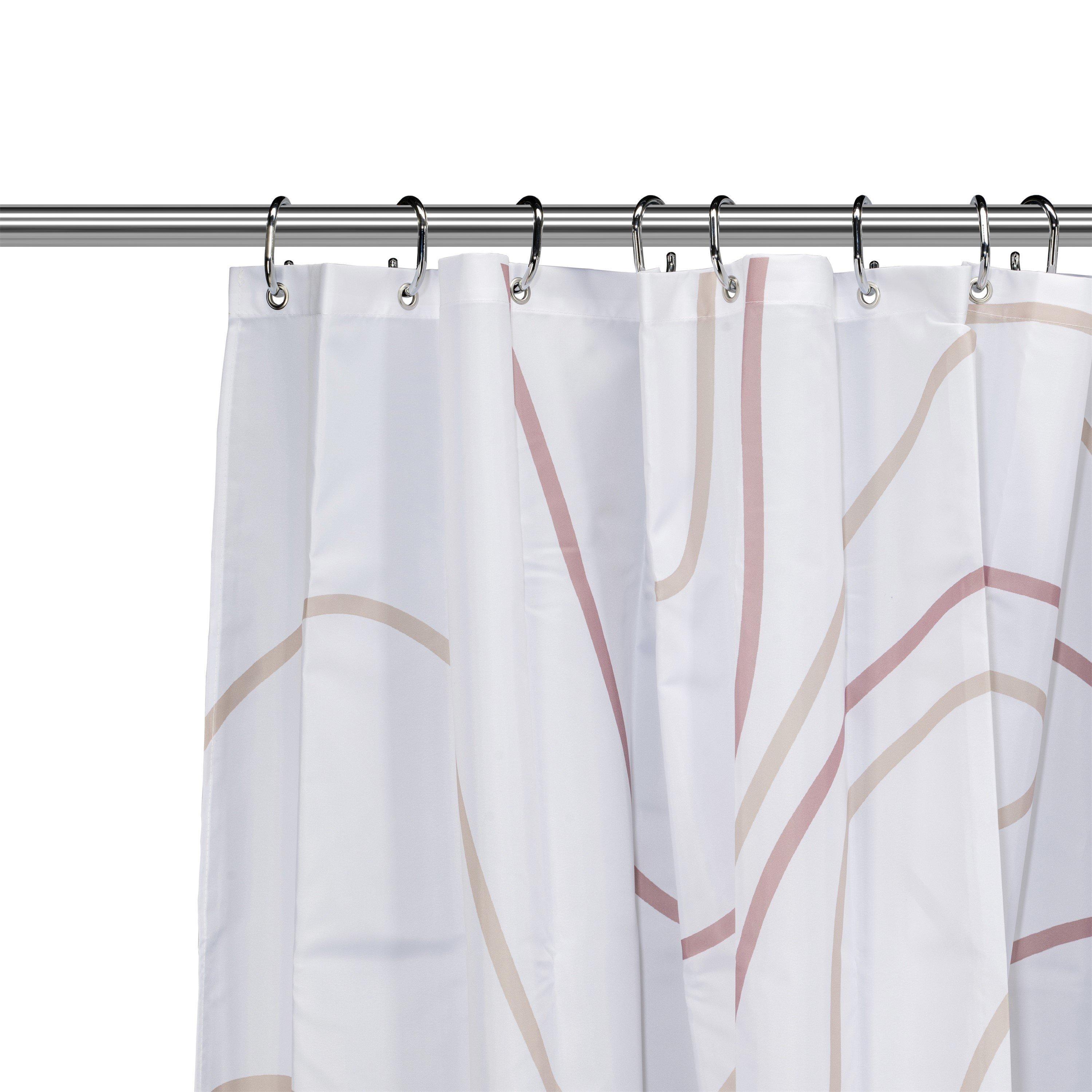 White/Pink - Croydex - Pink Swirl Print Shower Curtain - 2