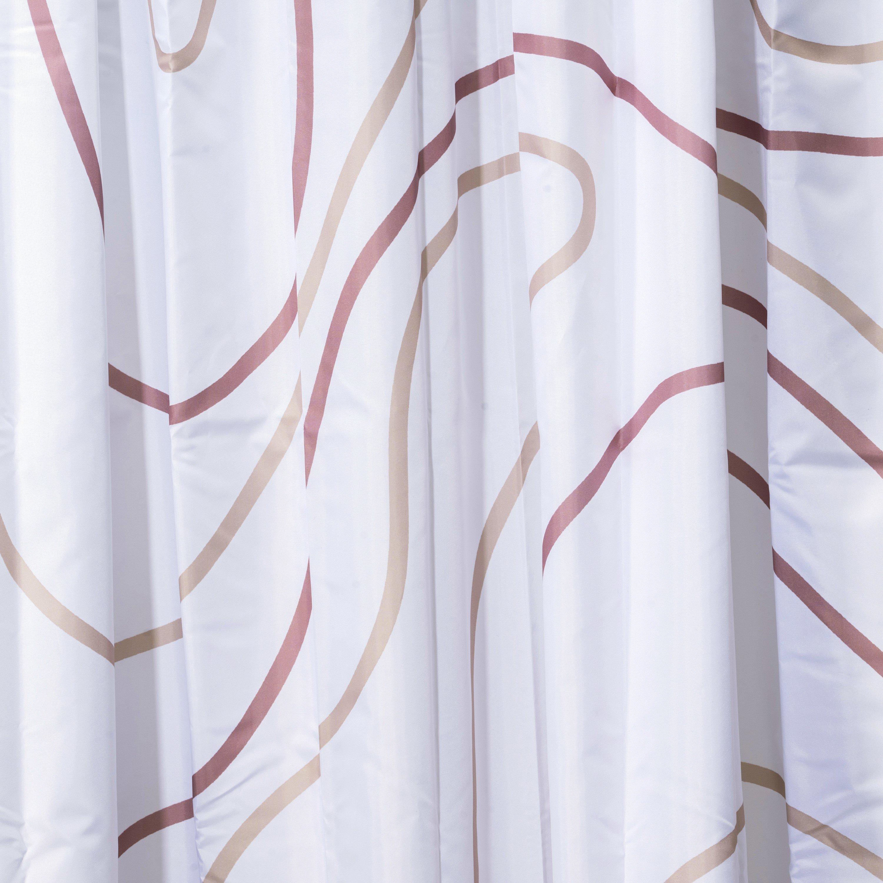 White/Pink - Croydex - Pink Swirl Print Shower Curtain - 3