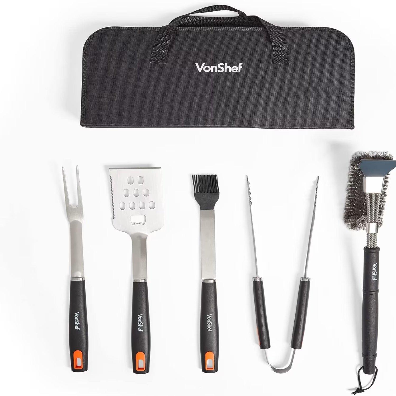 Black - VonShef - VonShef - 5pc BBQ Tool Set And Bag - 1