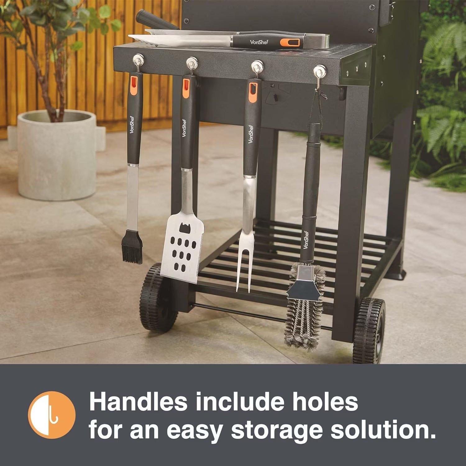 Black - VonShef - VonShef - 5pc BBQ Tool Set And Bag - 3