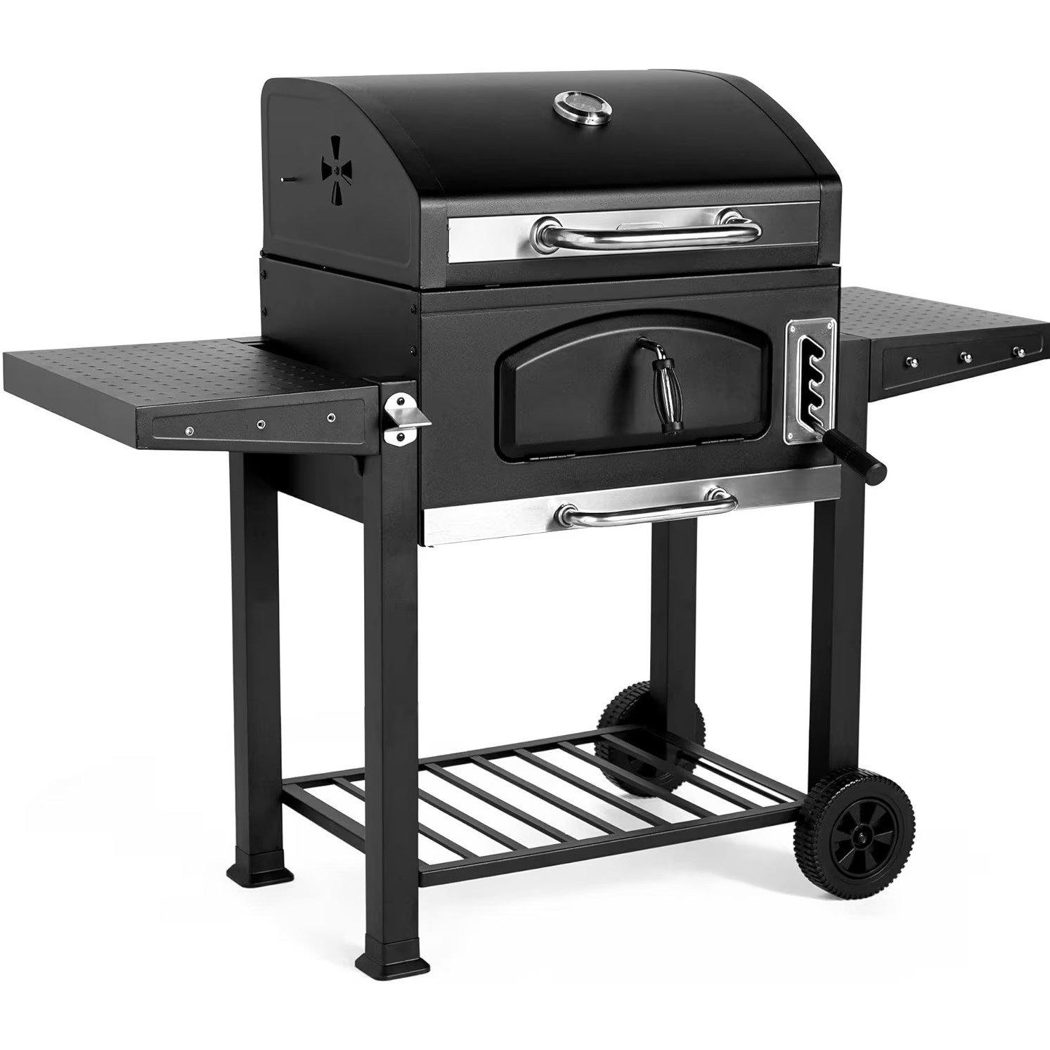 Black - VonHaus - Vonhaus American Style Charcoal BBQ Grill - 1