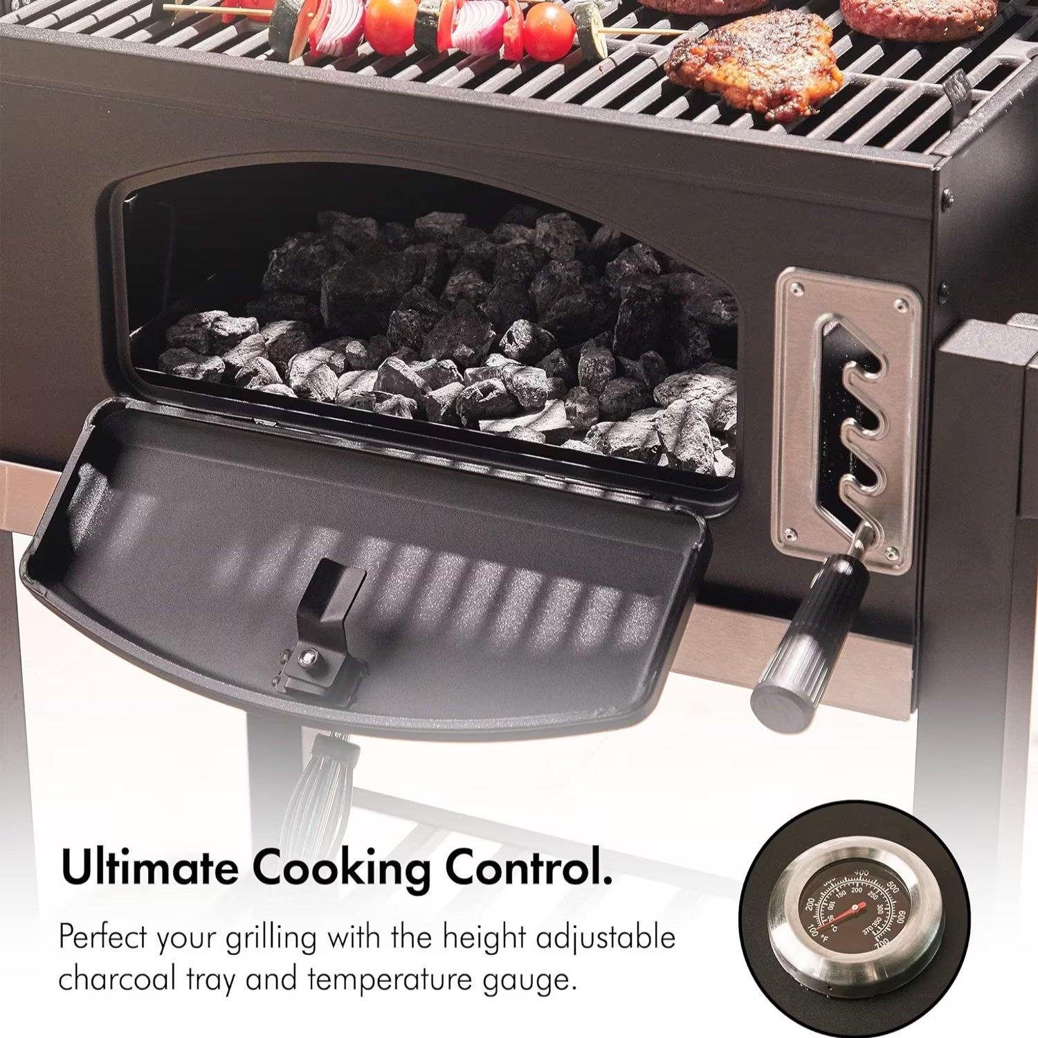 Black - VonHaus - Vonhaus American Style Charcoal BBQ Grill - 5