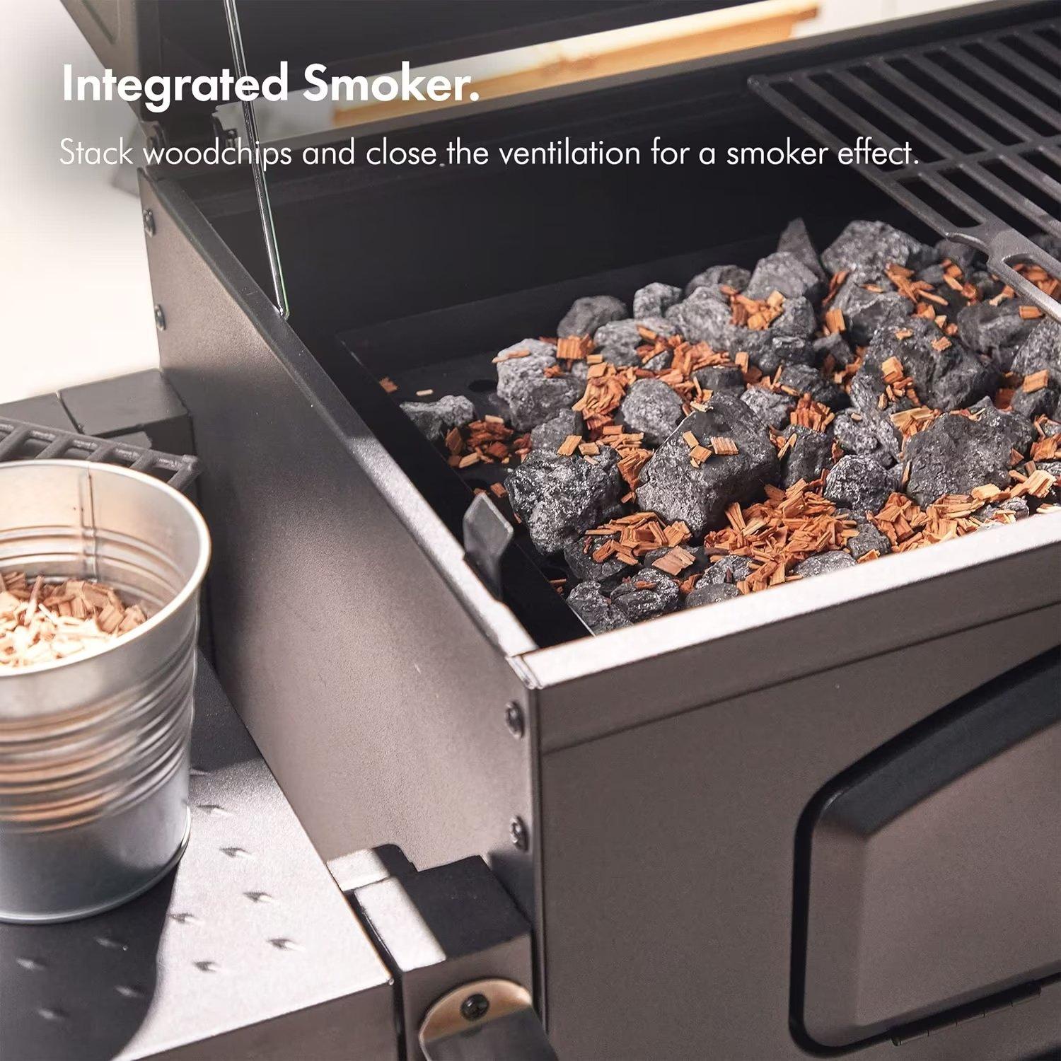 Black - VonHaus - Vonhaus American Style Charcoal BBQ Grill - 6