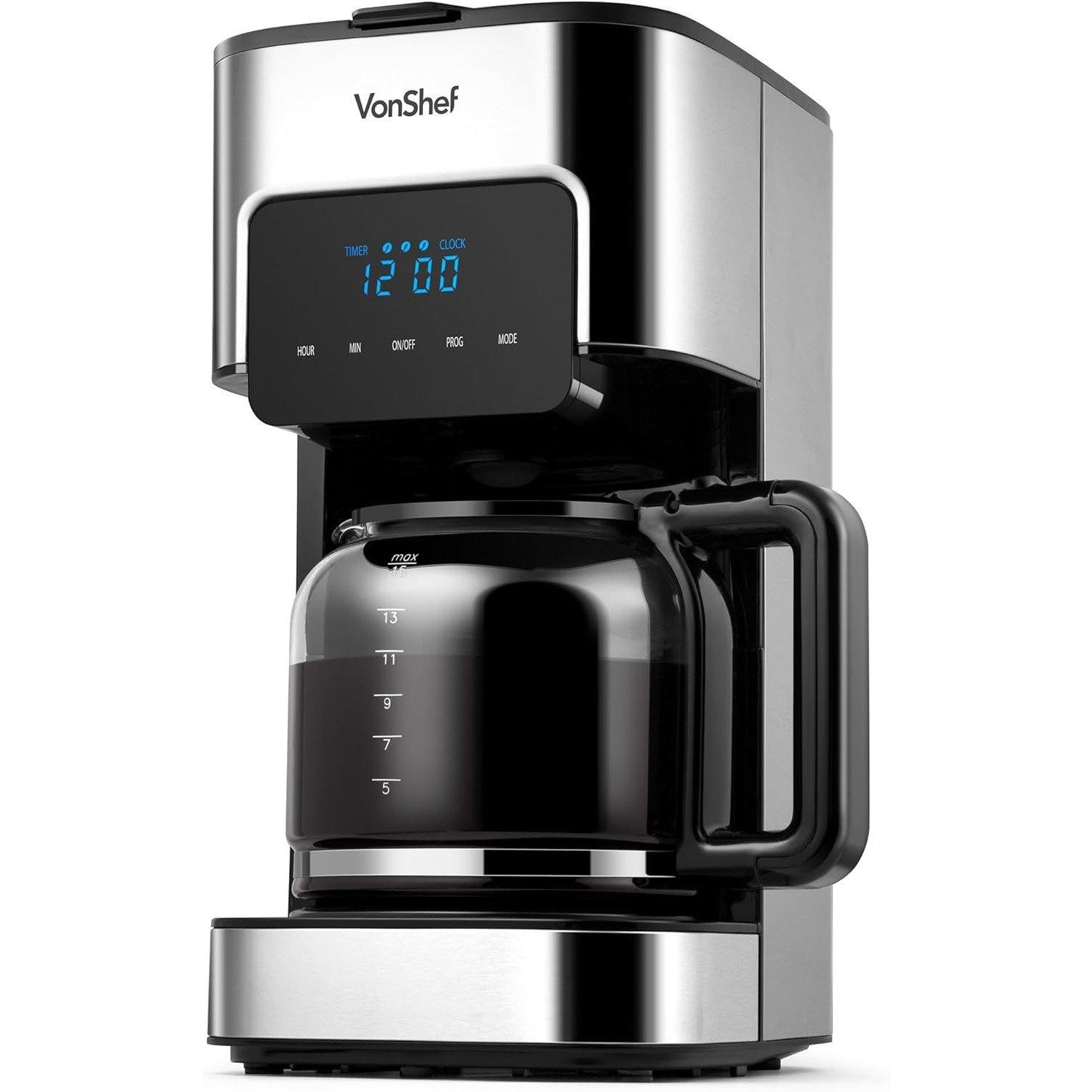 Vonshef  Filter Coffee Machine - 1.5L Drip Coffee - Silver