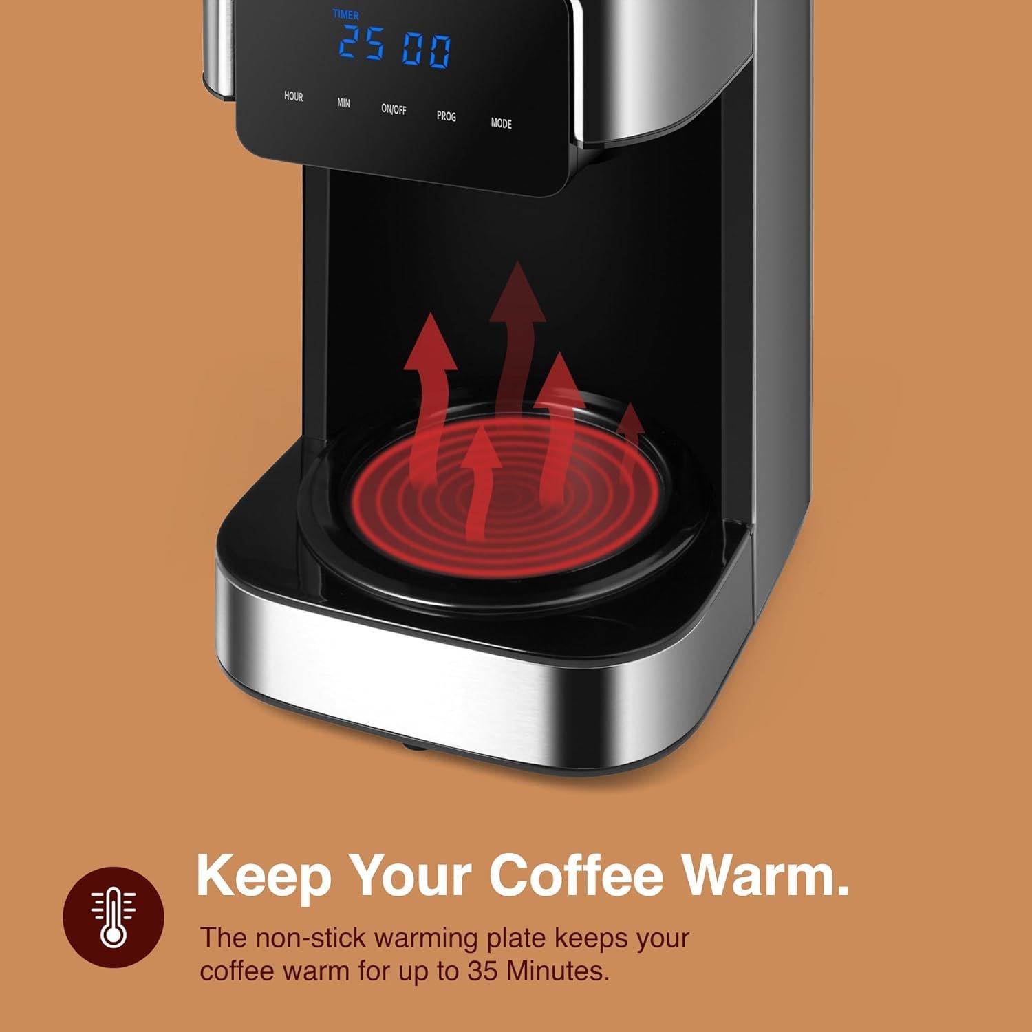 Silver - VonShef - VonShef Filter Coffee Machine - 1.5L Drip Coffee - 5